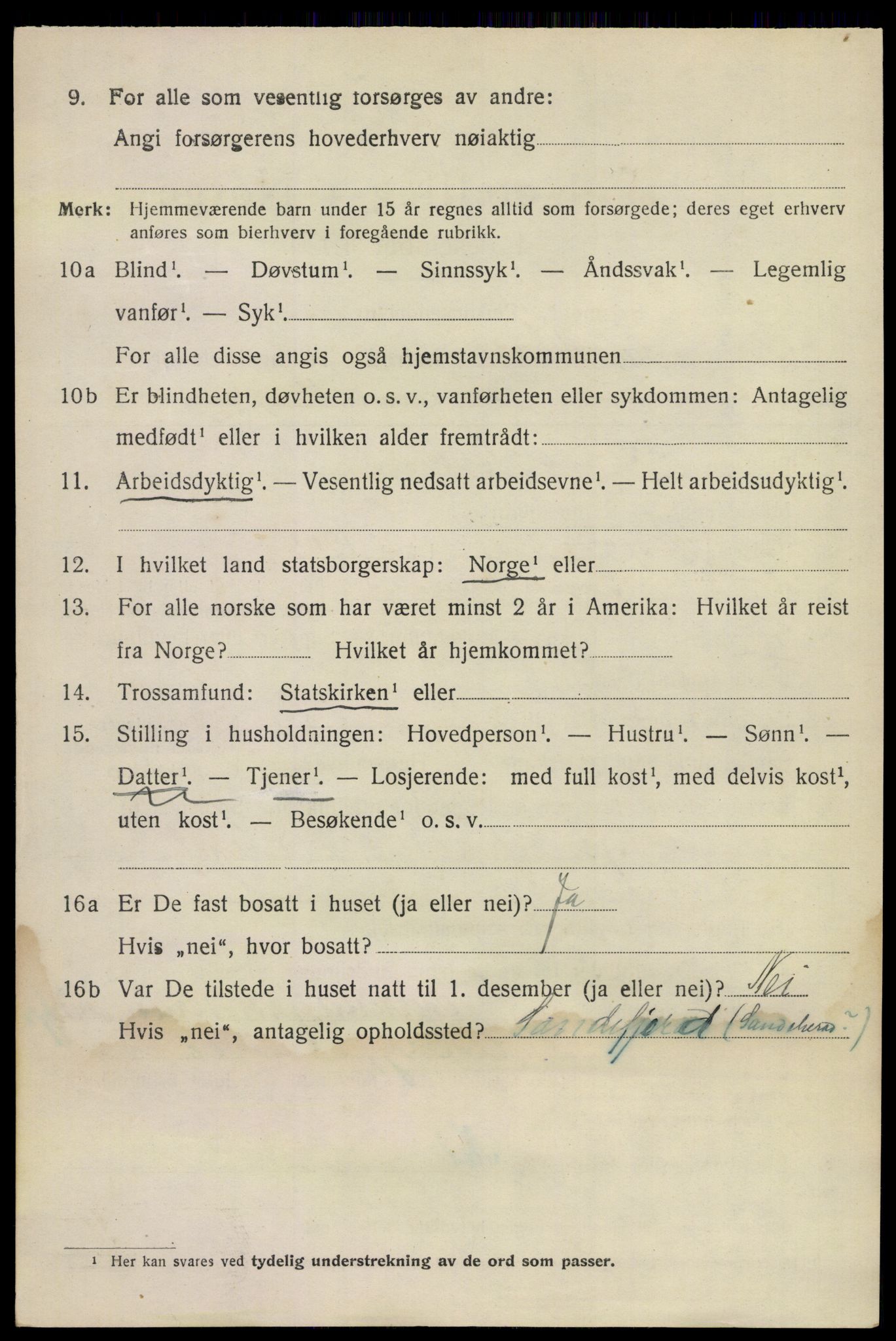 SAKO, 1920 census for Sandeherred, 1920, p. 12751