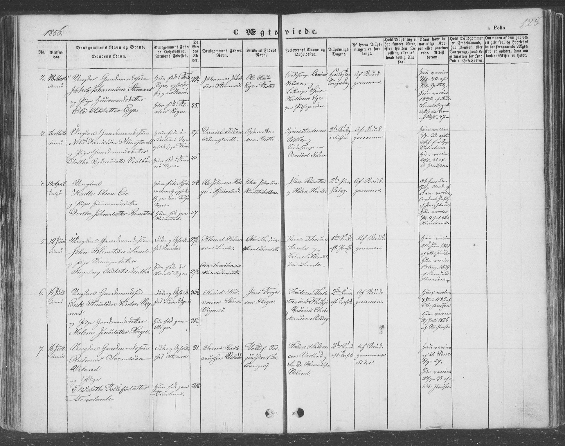 Finnøy sokneprestkontor, AV/SAST-A-101825/H/Ha/Haa/L0007: Parish register (official) no. A 7, 1847-1862, p. 125