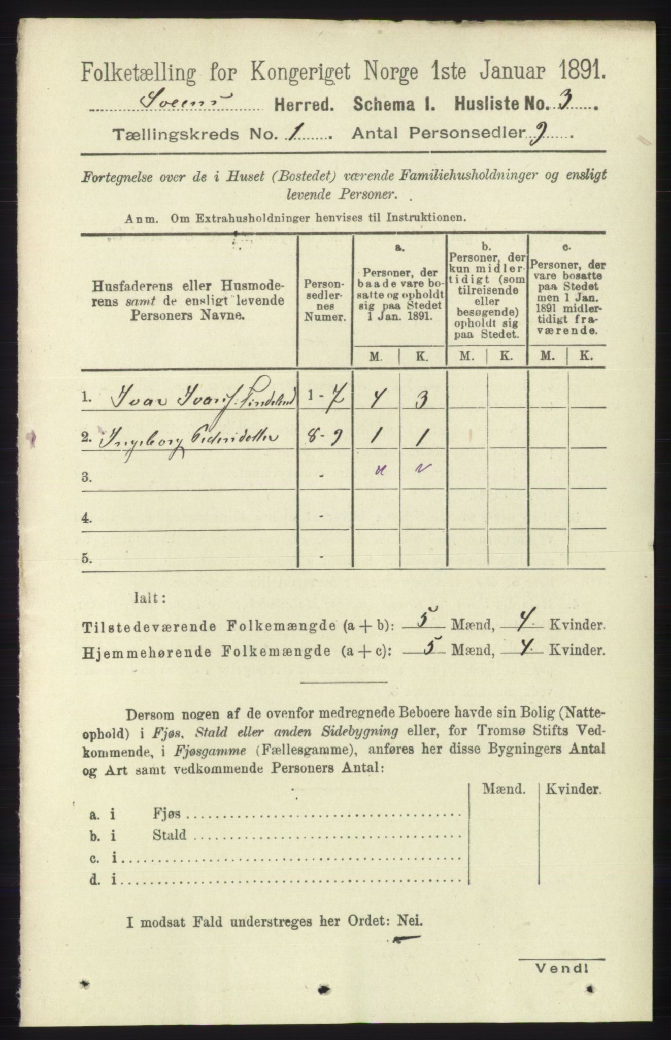 RA, 1891 census for 1216 Sveio, 1891, p. 34