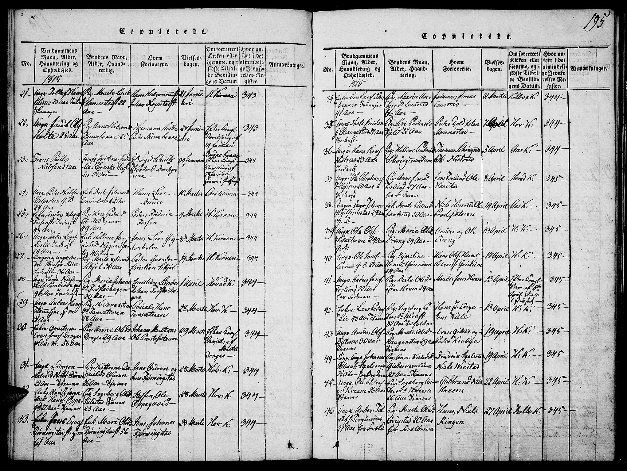 Toten prestekontor, SAH/PREST-102/H/Ha/Haa/L0009: Parish register (official) no. 9, 1814-1820, p. 195