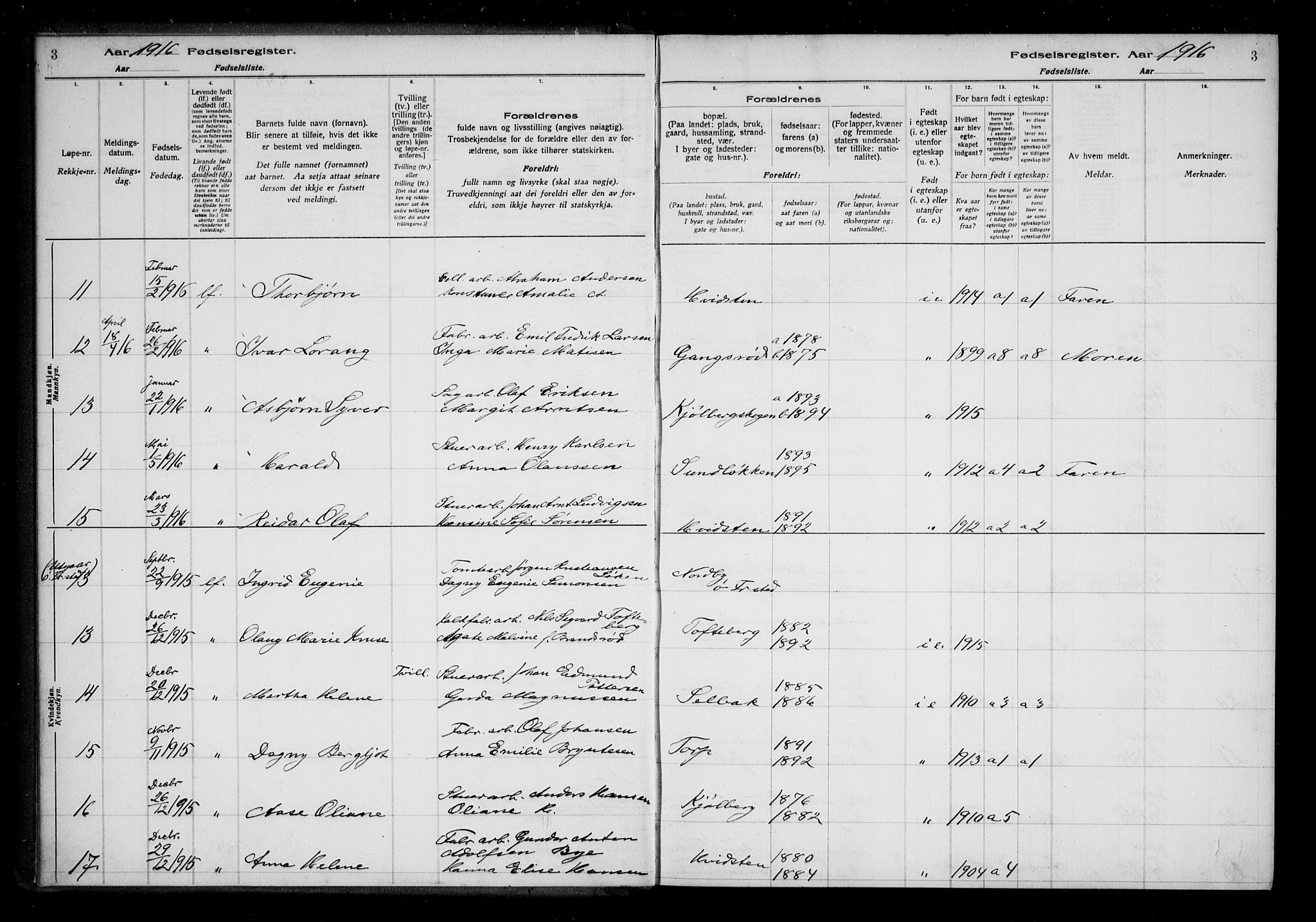 Borge prestekontor Kirkebøker, AV/SAO-A-10903/J/Ja/L0001: Birth register no. I 1, 1916-1925, p. 3