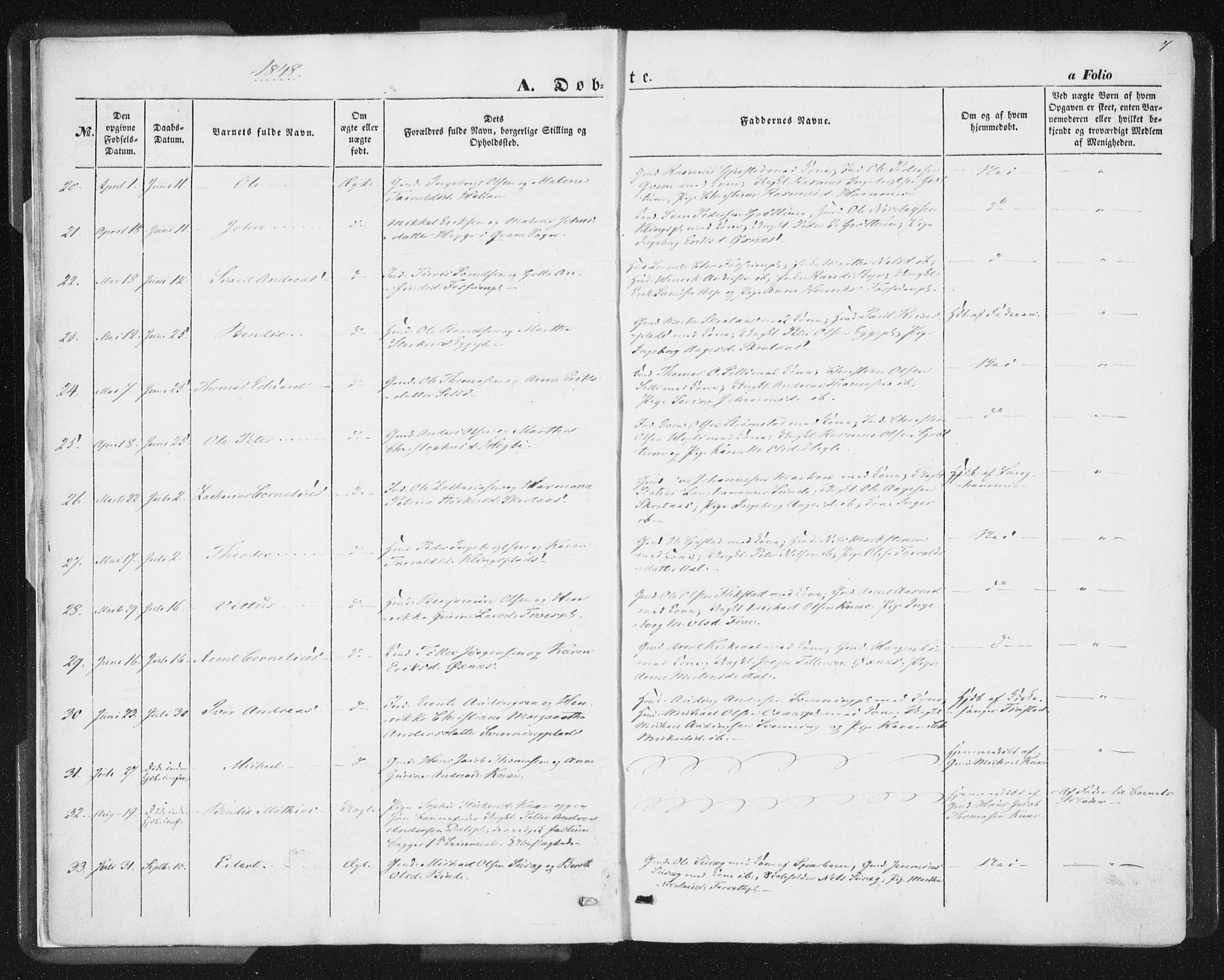 Ministerialprotokoller, klokkerbøker og fødselsregistre - Nord-Trøndelag, SAT/A-1458/746/L0446: Parish register (official) no. 746A05, 1846-1859, p. 7