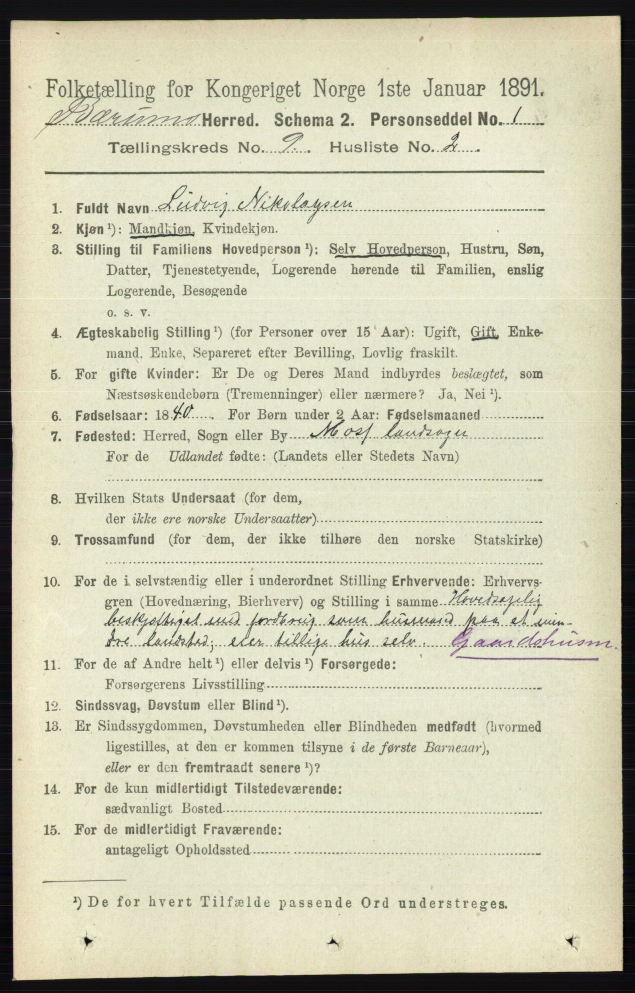 RA, 1891 census for 0219 Bærum, 1891, p. 5142