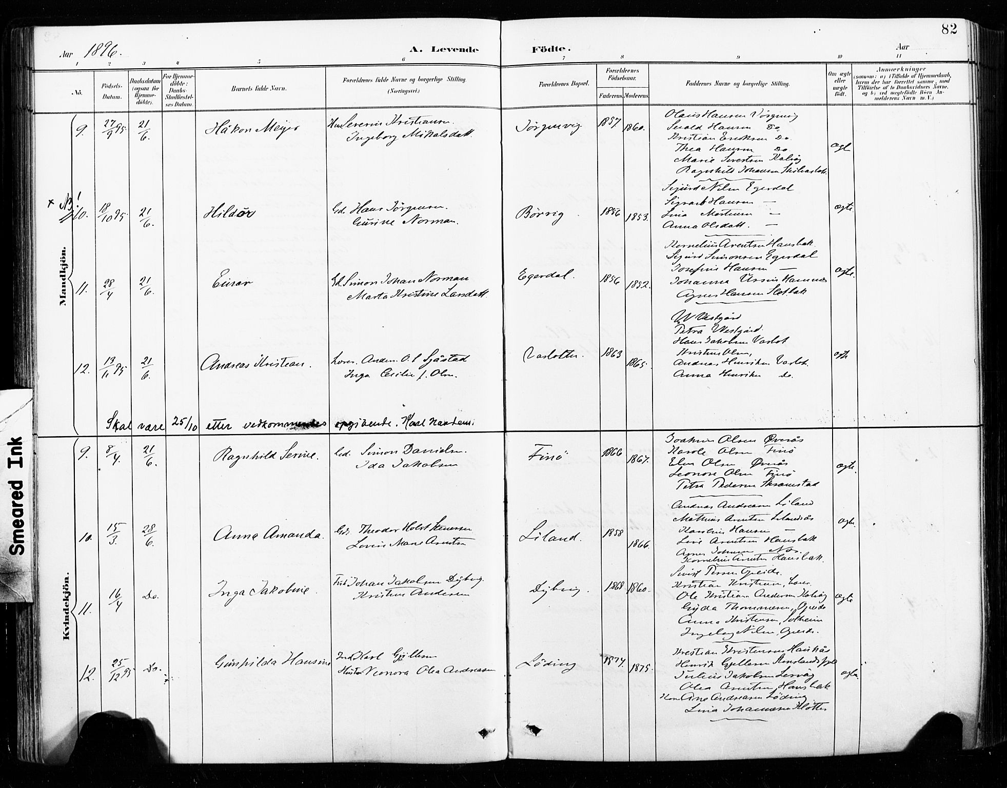 Ministerialprotokoller, klokkerbøker og fødselsregistre - Nordland, SAT/A-1459/859/L0847: Parish register (official) no. 859A07, 1890-1899, p. 82