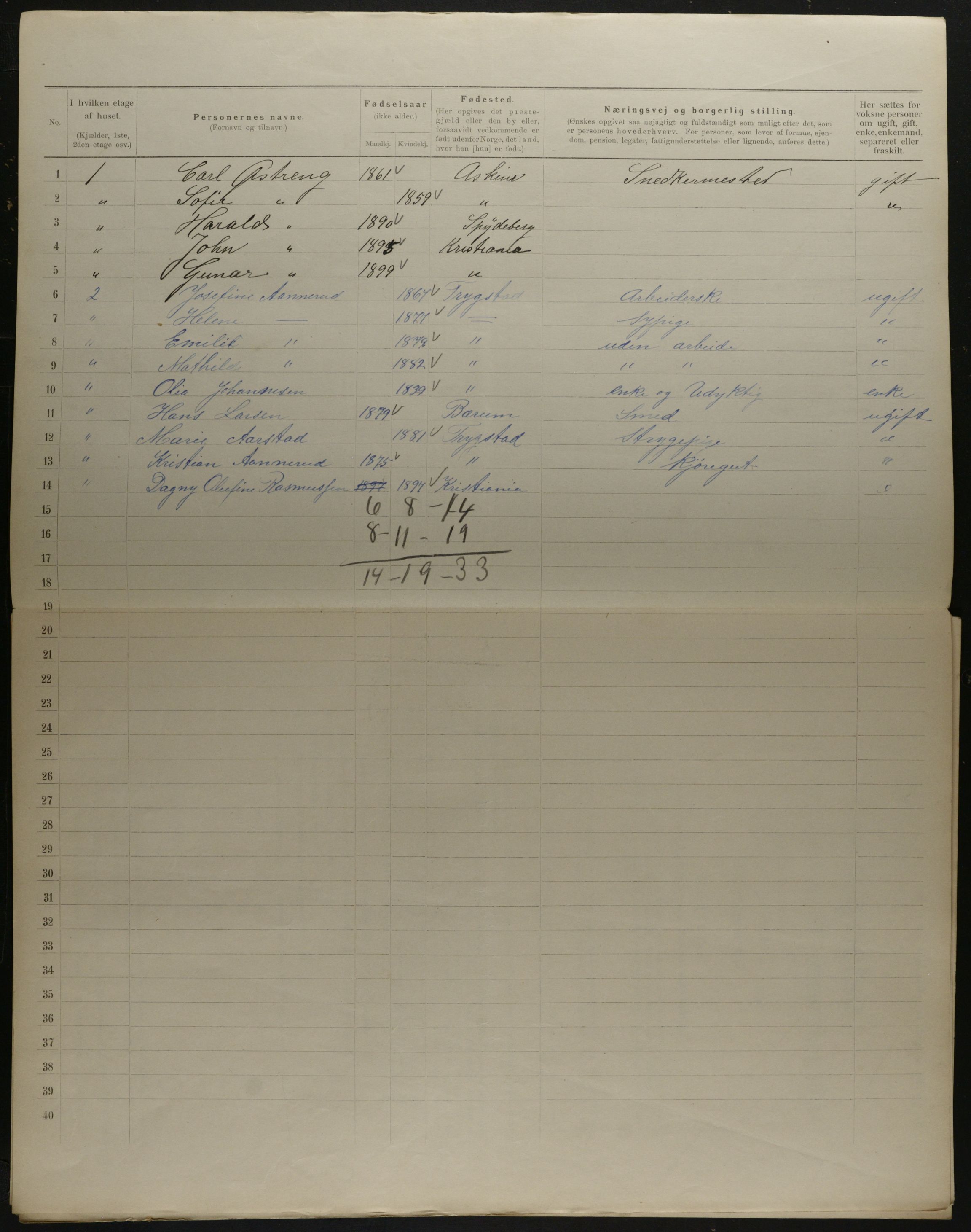 OBA, Municipal Census 1901 for Kristiania, 1901, p. 18373