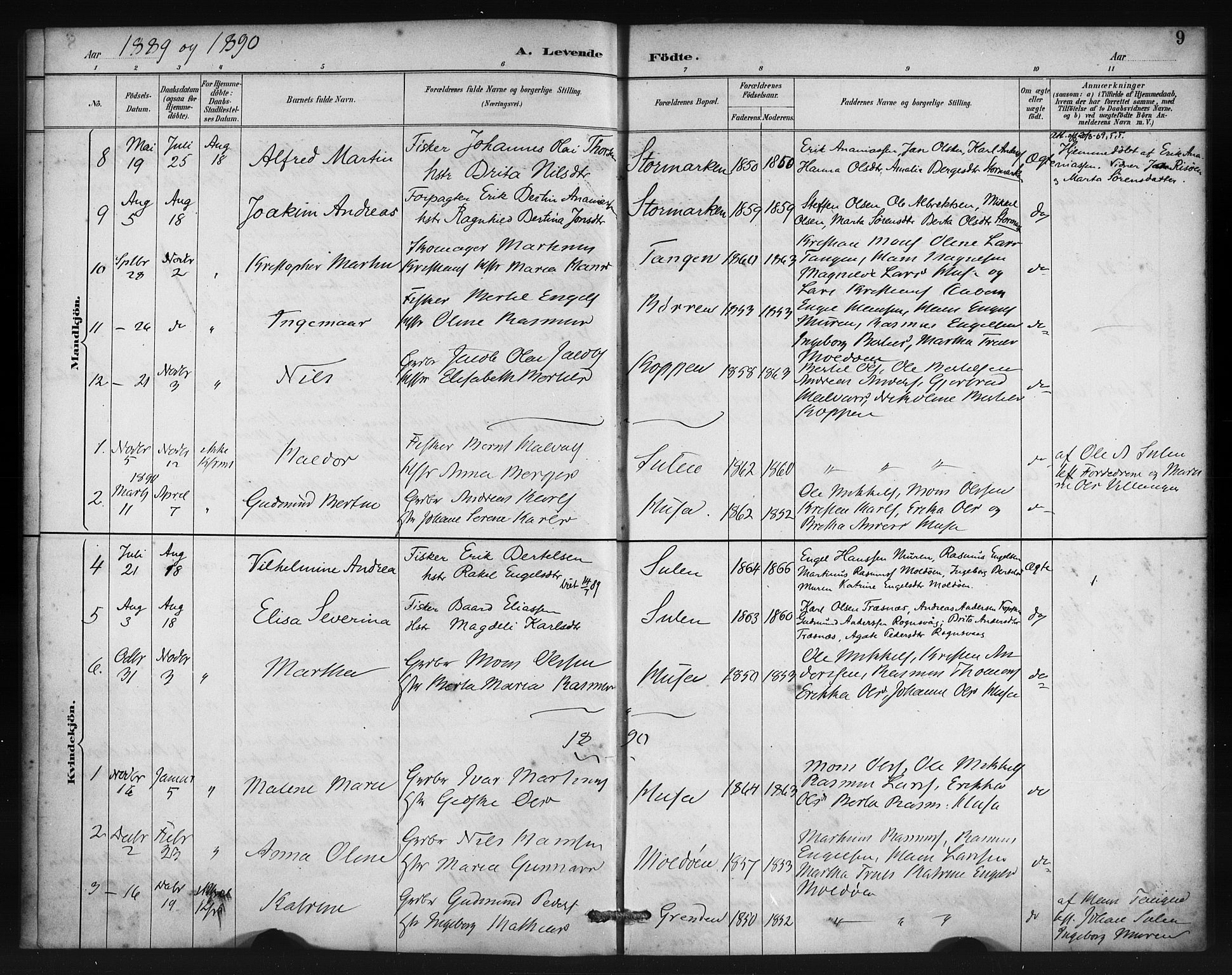 Lindås Sokneprestembete, SAB/A-76701/H/Haa: Parish register (official) no. D 1, 1886-1896, p. 9