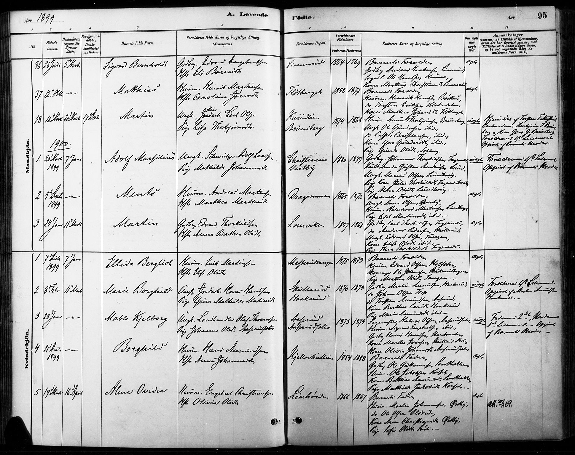 Vinger prestekontor, SAH/PREST-024/H/Ha/Haa/L0015: Parish register (official) no. 15, 1881-1900, p. 95
