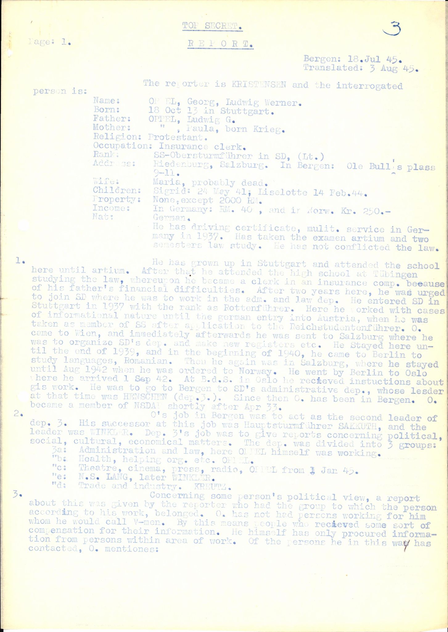 Forsvaret, Forsvarets overkommando II, AV/RA-RAFA-3915/D/Db/L0025: CI Questionaires. Tyske okkupasjonsstyrker i Norge. Tyskere., 1945-1946, p. 12