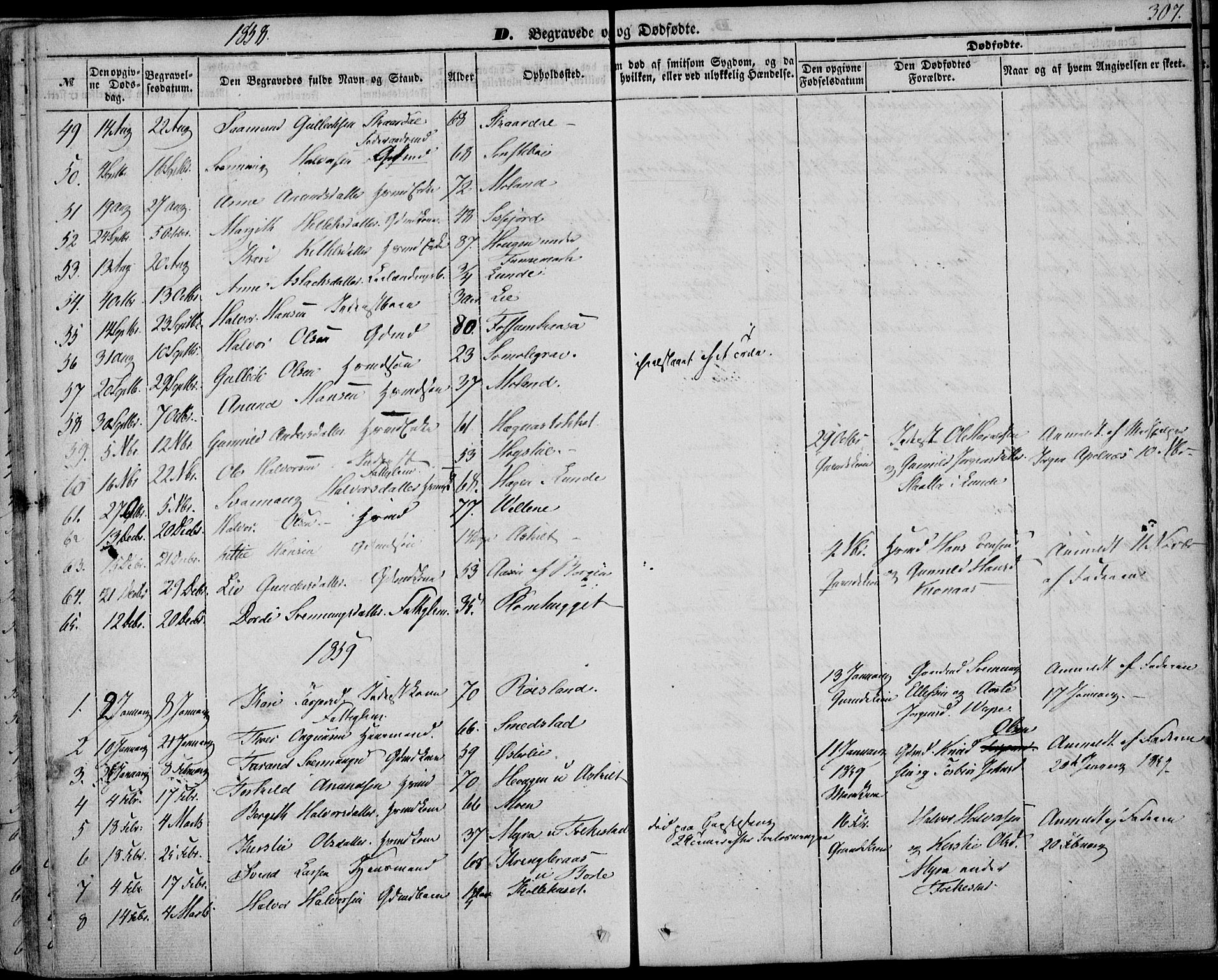 Bø kirkebøker, AV/SAKO-A-257/F/Fa/L0008: Parish register (official) no. 8, 1849-1861, p. 307