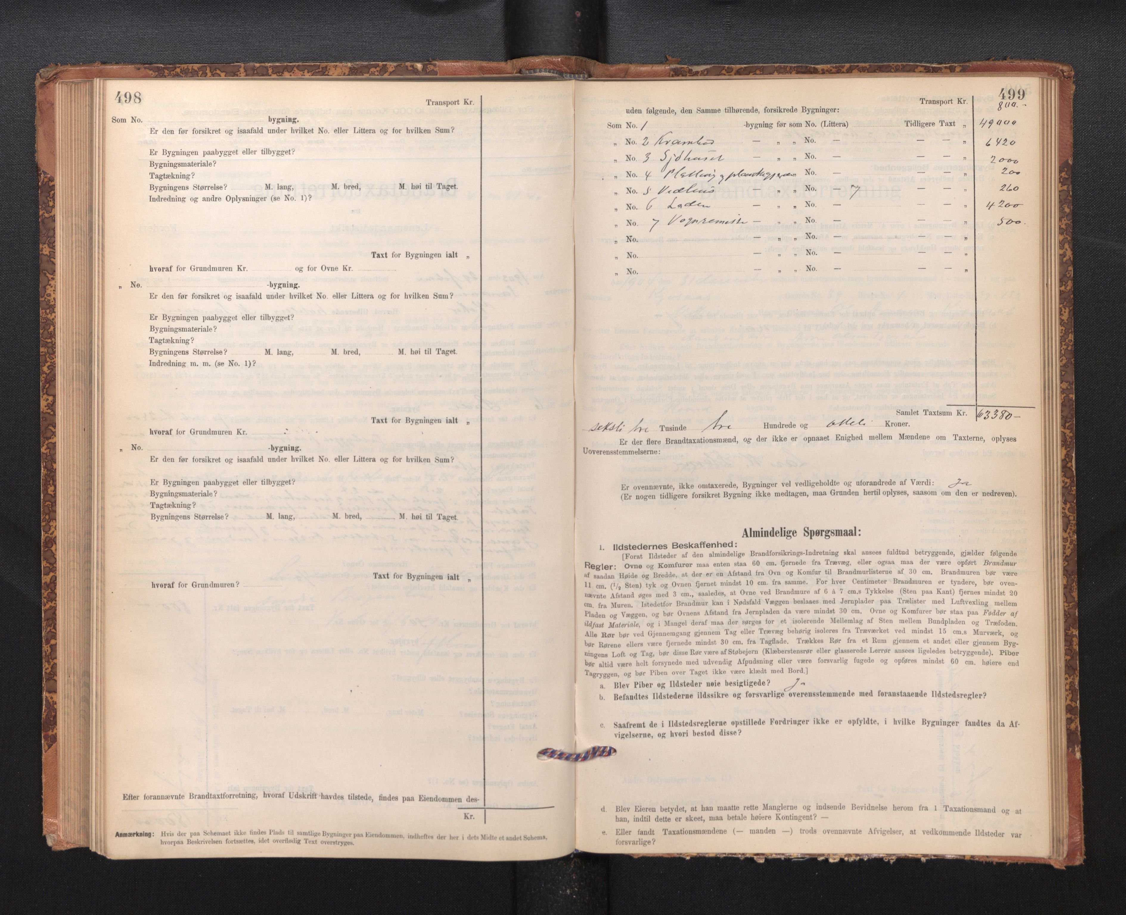 Lensmannen i Kvam, AV/SAB-A-33201/0012/L0005: Branntakstprotokoll, skjematakst, 1894-1913, p. 498-499