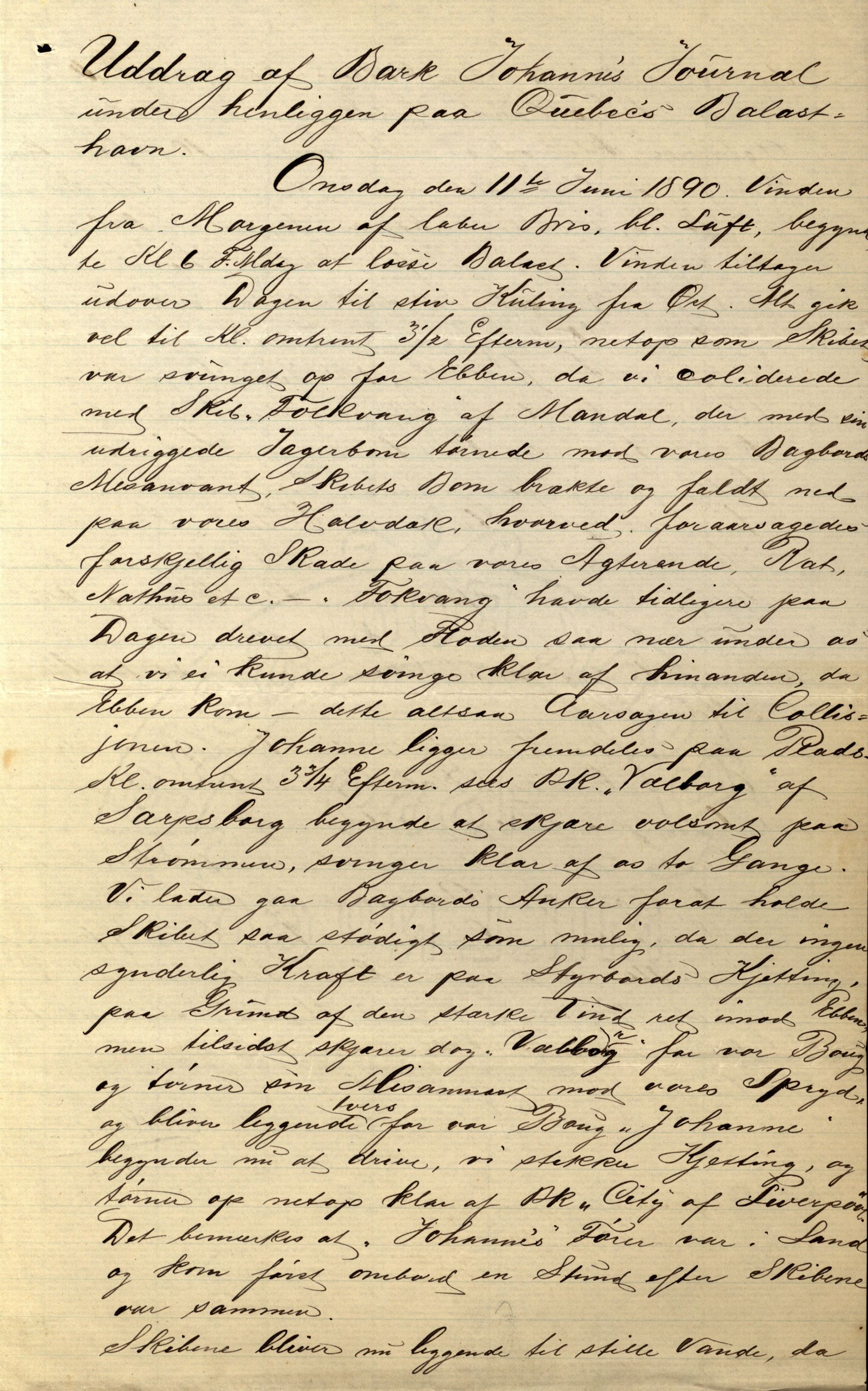 Pa 63 - Østlandske skibsassuranceforening, VEMU/A-1079/G/Ga/L0026/0009: Havaridokumenter / Rex, Resolve, Regulator, Familien, Falcon, Johanne, 1890, p. 56