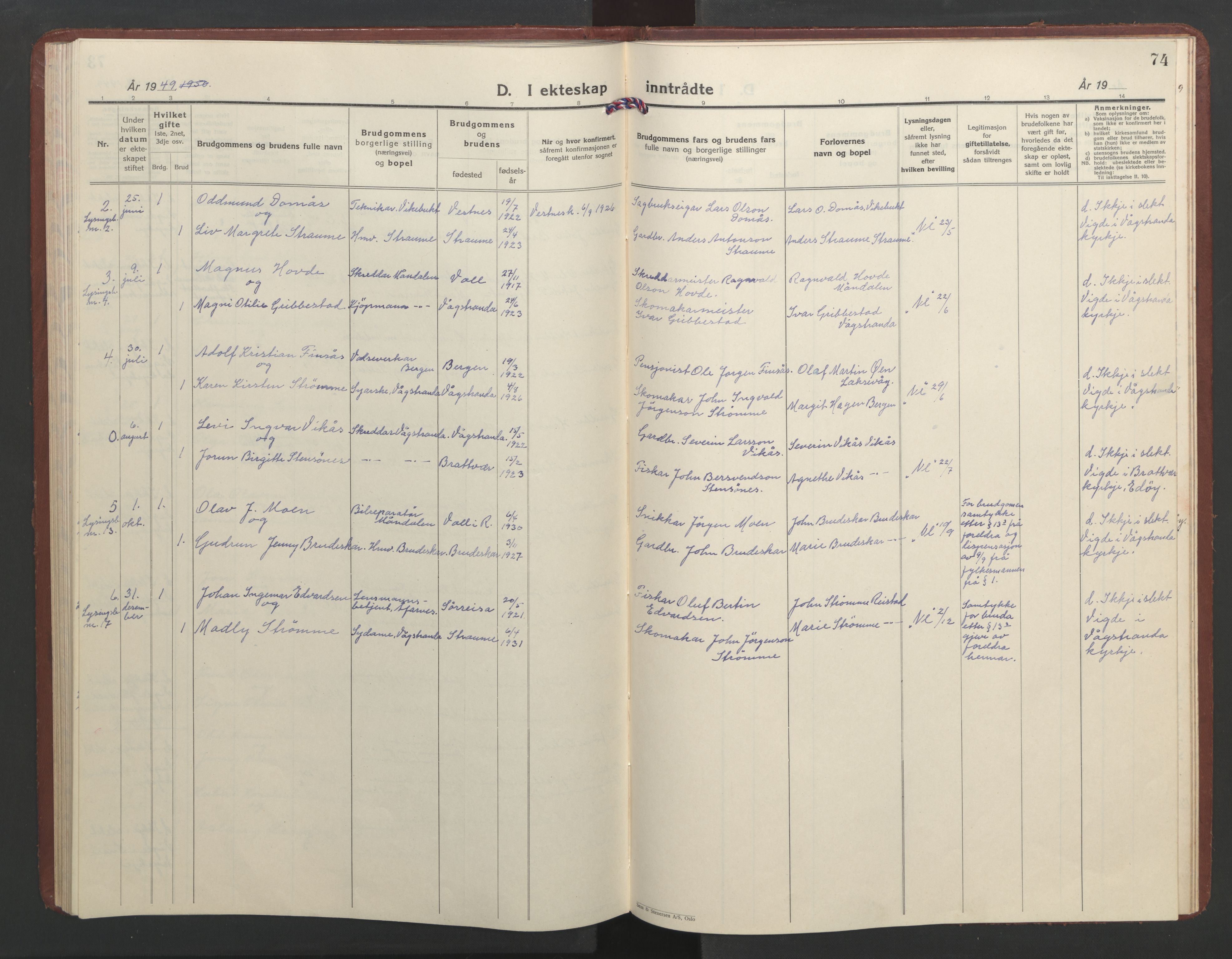 Ministerialprotokoller, klokkerbøker og fødselsregistre - Møre og Romsdal, AV/SAT-A-1454/550/L0619: Parish register (copy) no. 550C02, 1928-1967, p. 74