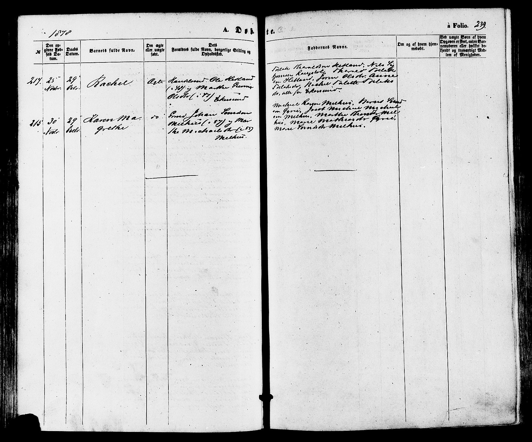 Eigersund sokneprestkontor, AV/SAST-A-101807/001/30/30BA/L0014: Parish register (official) no. A 13, 1866-1878, p. 239