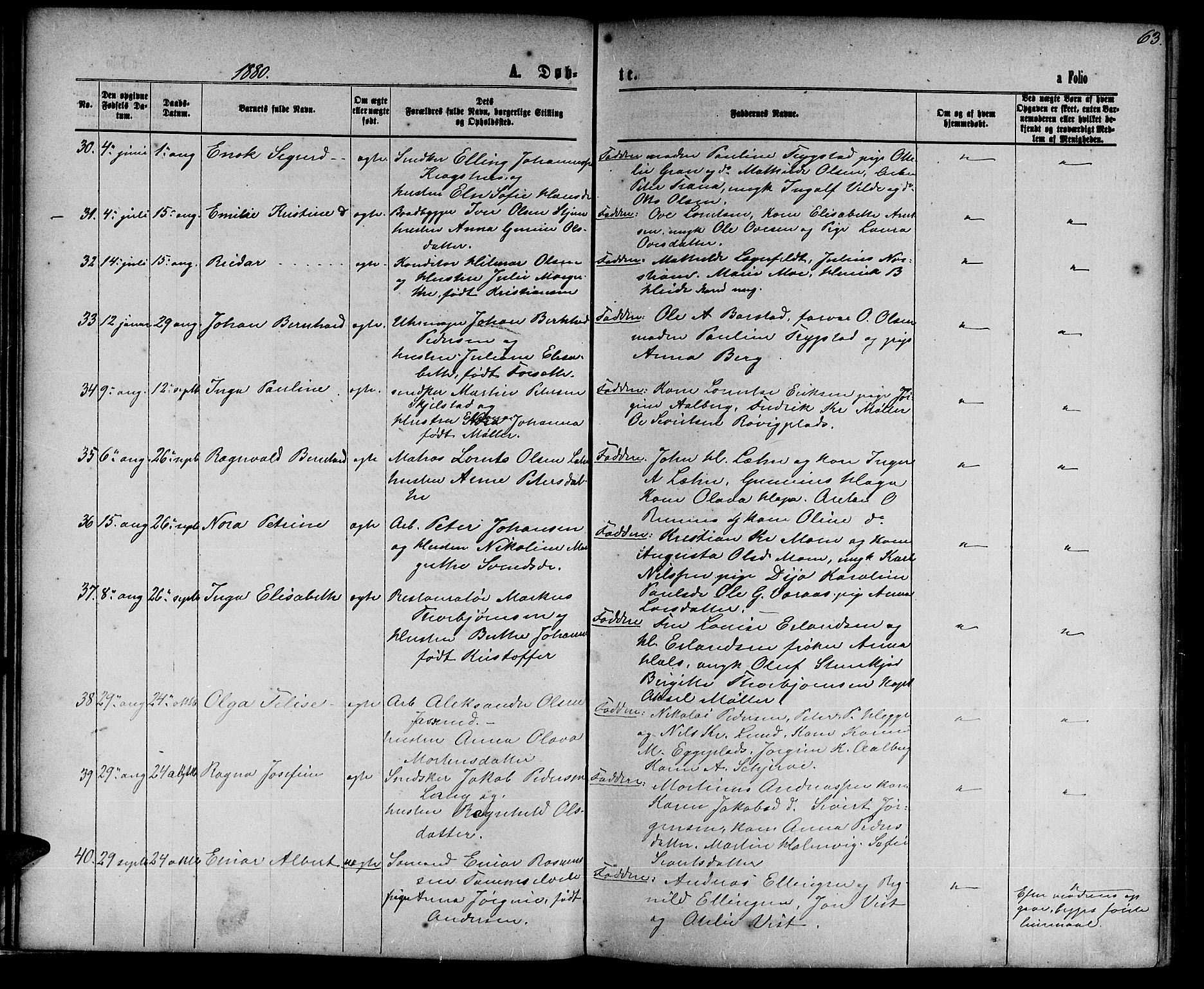 Ministerialprotokoller, klokkerbøker og fødselsregistre - Nord-Trøndelag, SAT/A-1458/739/L0373: Parish register (copy) no. 739C01, 1865-1882, p. 63
