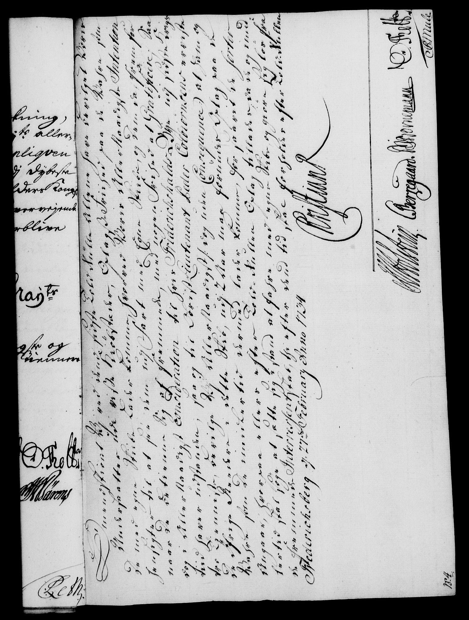 Rentekammeret, Kammerkanselliet, RA/EA-3111/G/Gf/Gfa/L0017: Norsk relasjons- og resolusjonsprotokoll (merket RK 52.17), 1734, p. 127