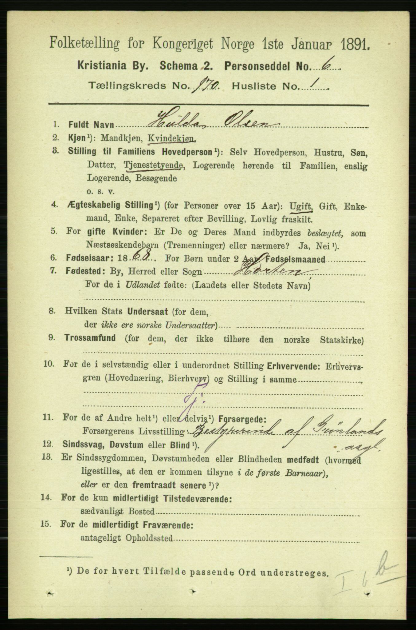 RA, 1891 census for 0301 Kristiania, 1891, p. 99616