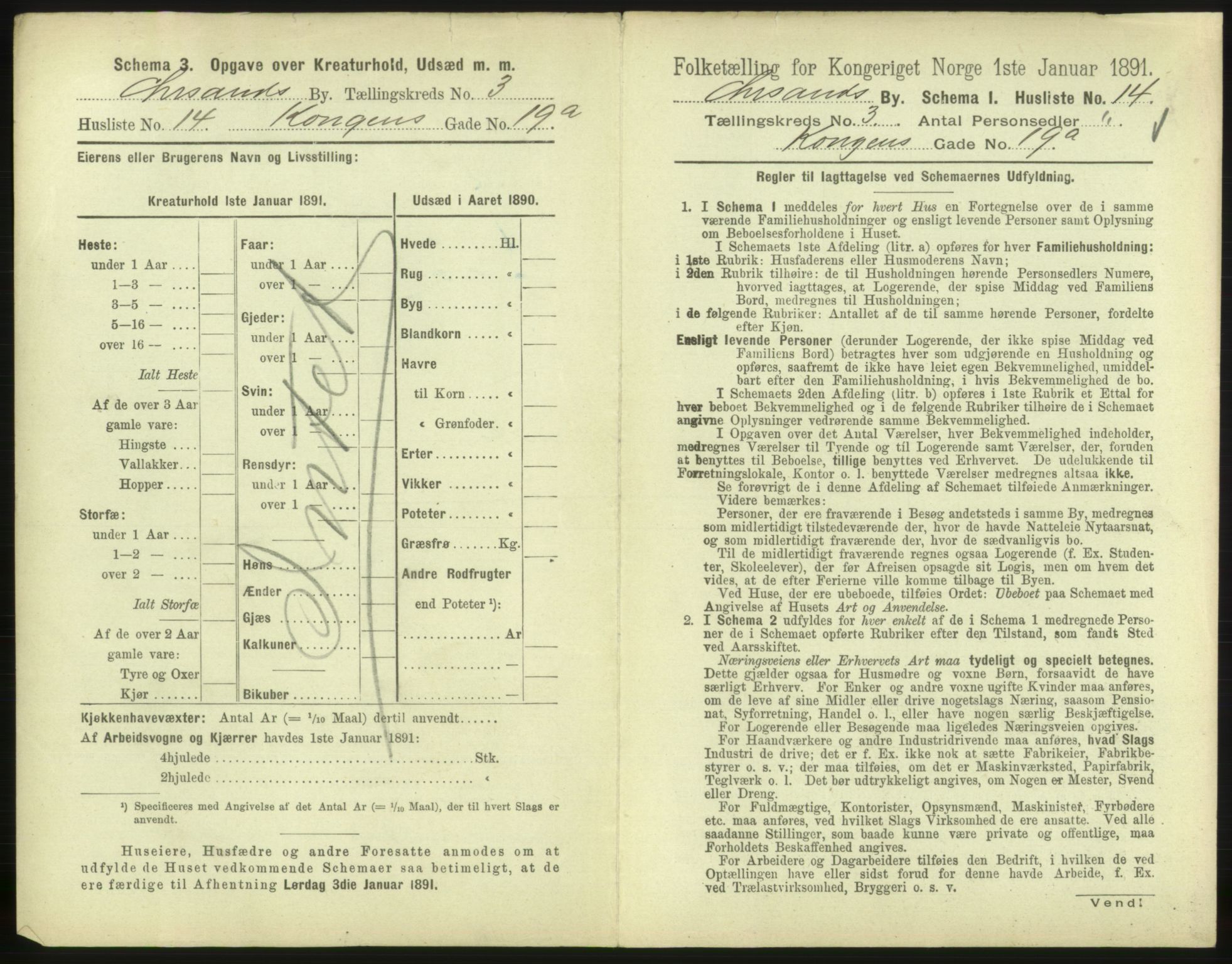 RA, 1891 census for 1001 Kristiansand, 1891, p. 320