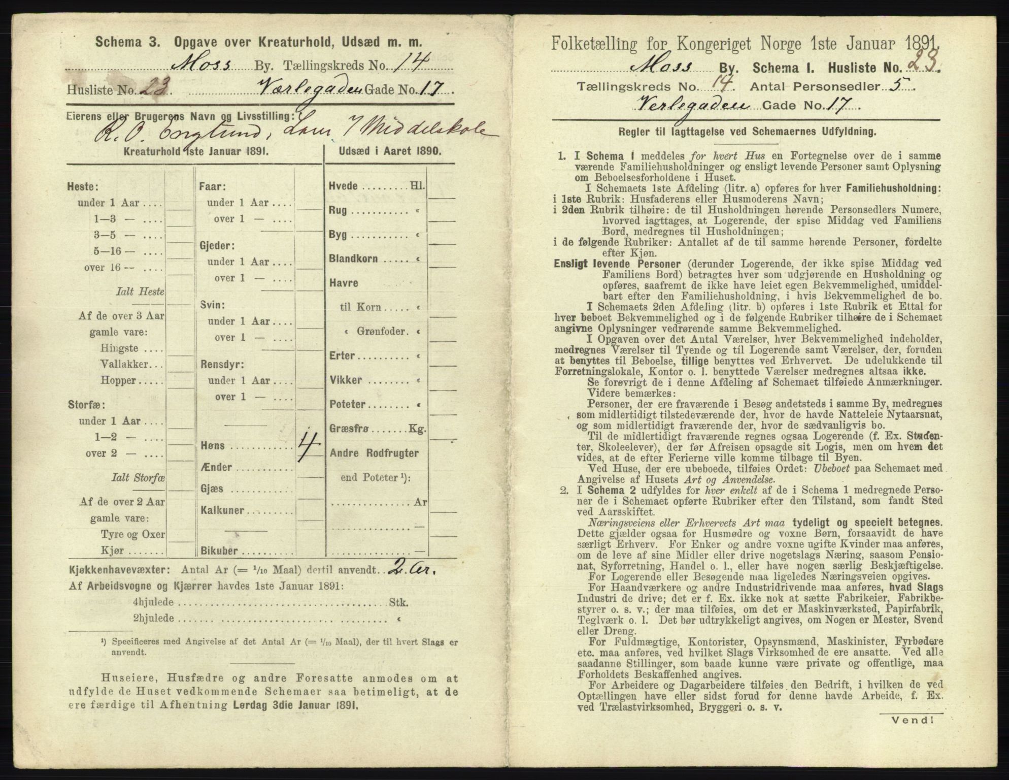 RA, 1891 census for 0104 Moss, 1891, p. 976