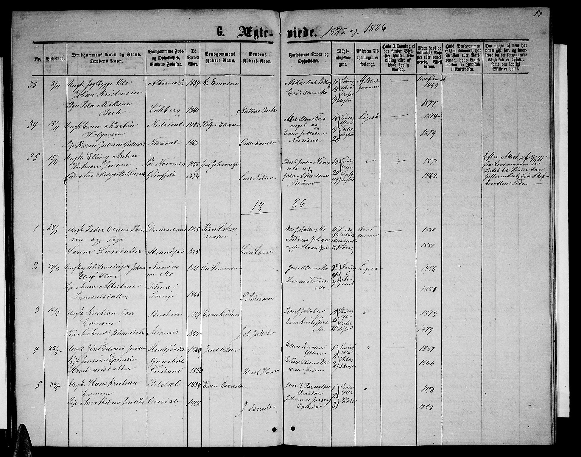 Ministerialprotokoller, klokkerbøker og fødselsregistre - Nordland, AV/SAT-A-1459/827/L0417: Parish register (copy) no. 827C06, 1864-1886, p. 53