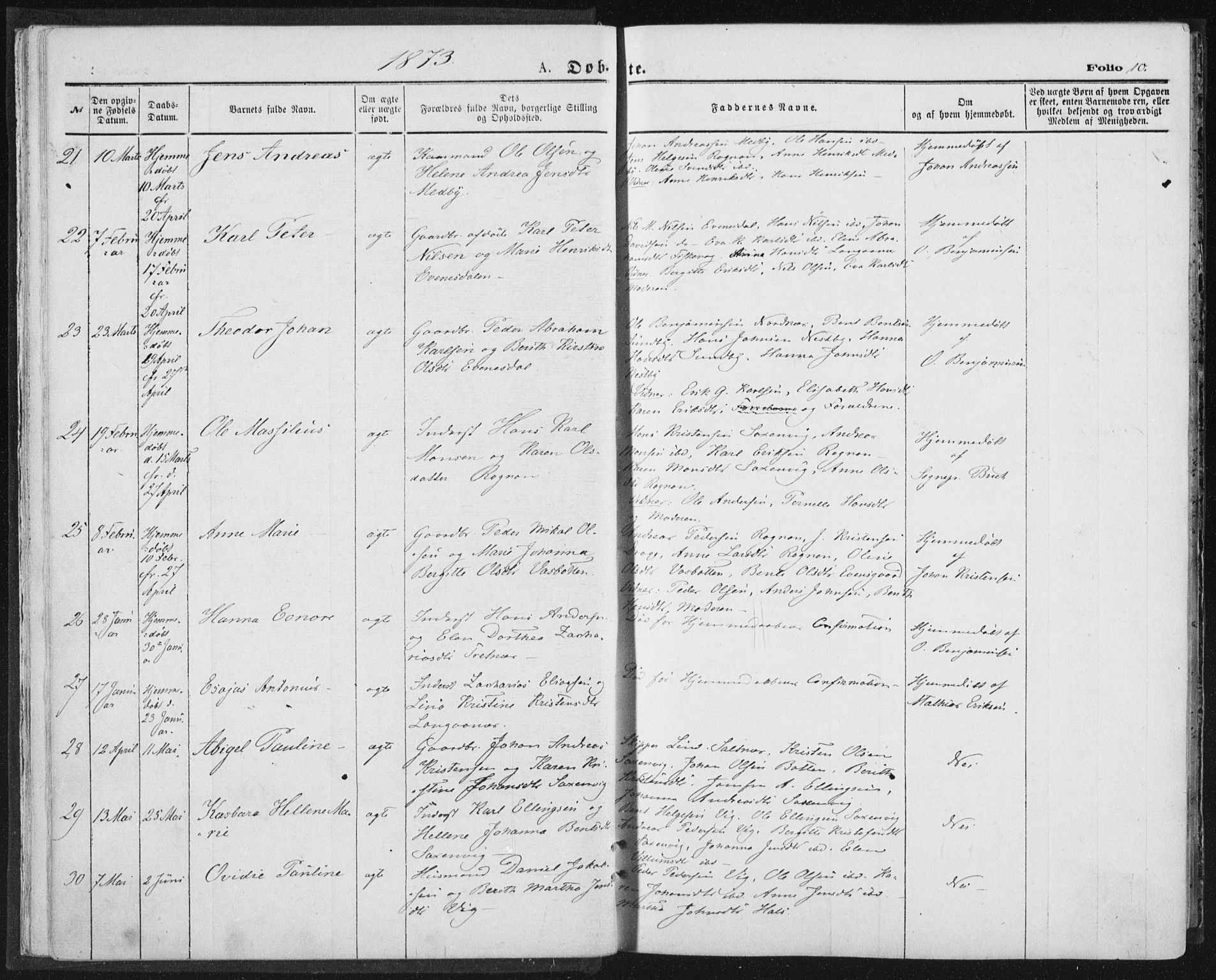 Ministerialprotokoller, klokkerbøker og fødselsregistre - Nordland, AV/SAT-A-1459/847/L0668: Parish register (official) no. 847A08, 1872-1886, p. 10