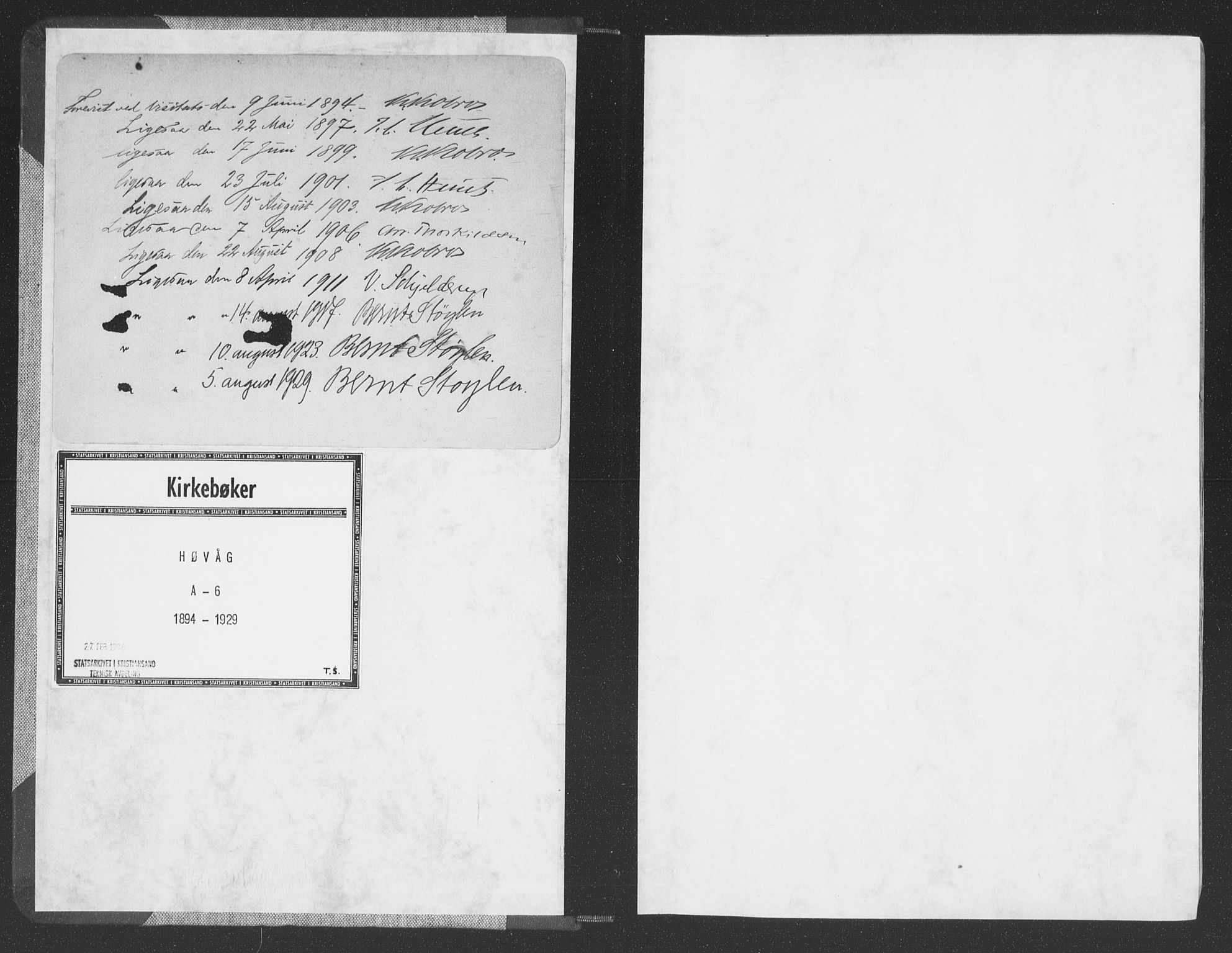 Høvåg sokneprestkontor, SAK/1111-0025/F/Fa/L0006: Parish register (official) no. A 6, 1894-1923