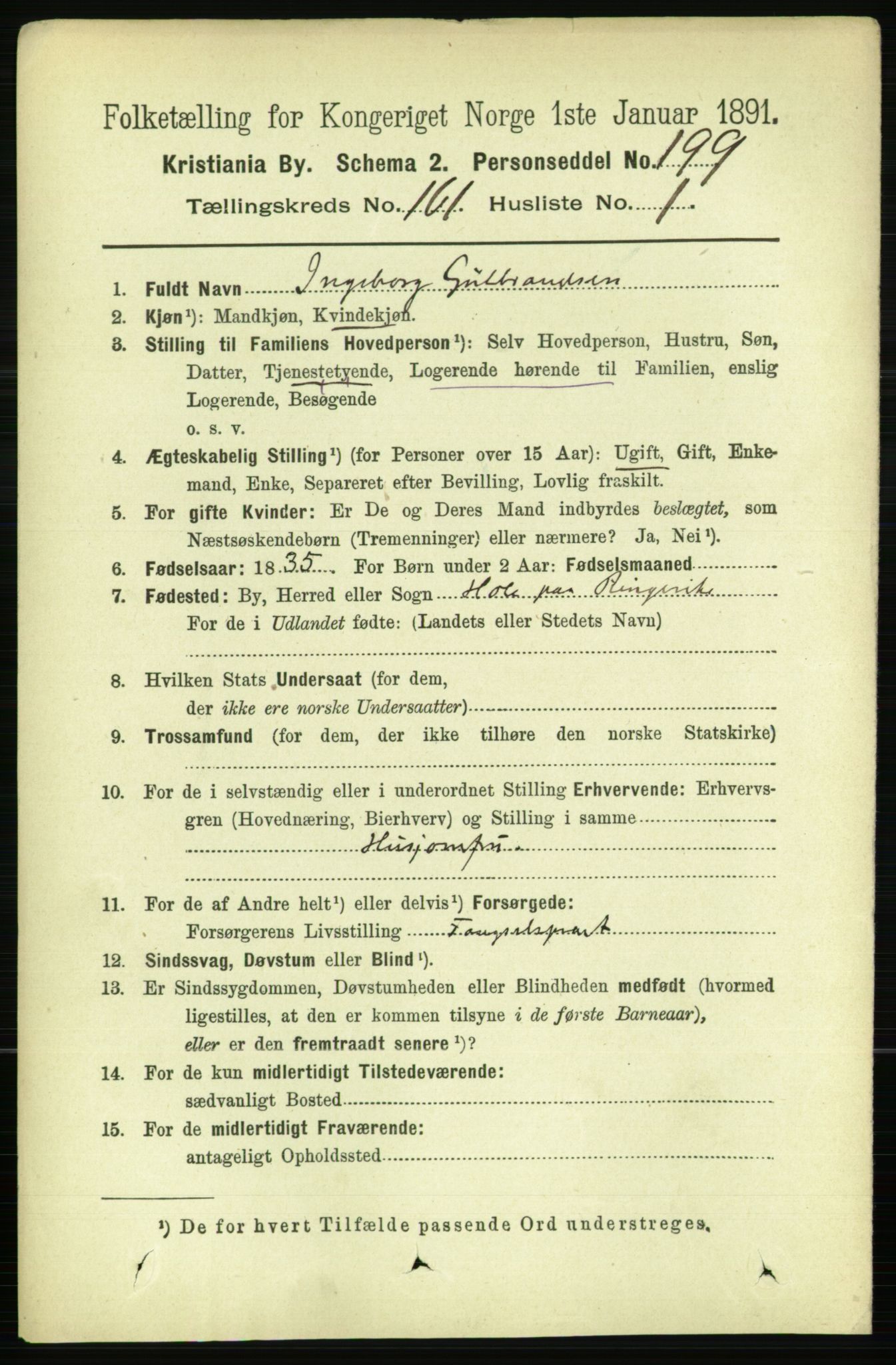 RA, 1891 census for 0301 Kristiania, 1891, p. 91617