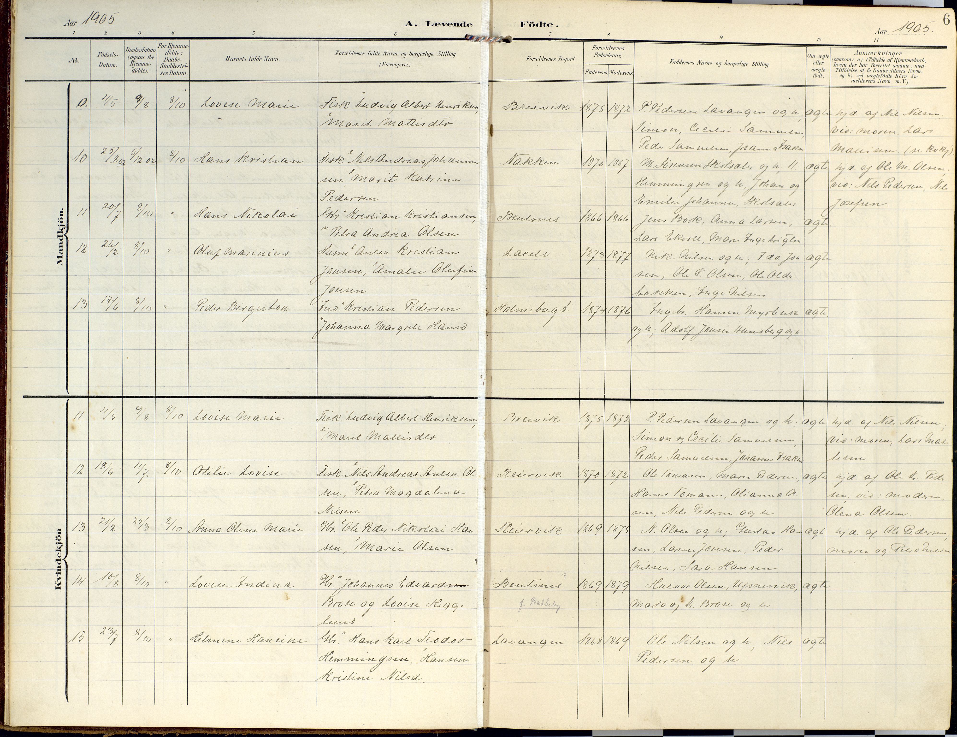 Lyngen sokneprestembete, SATØ/S-1289/H/He/Hea/L0014kirke: Parish register (official) no. 14, 1905-1920, p. 6