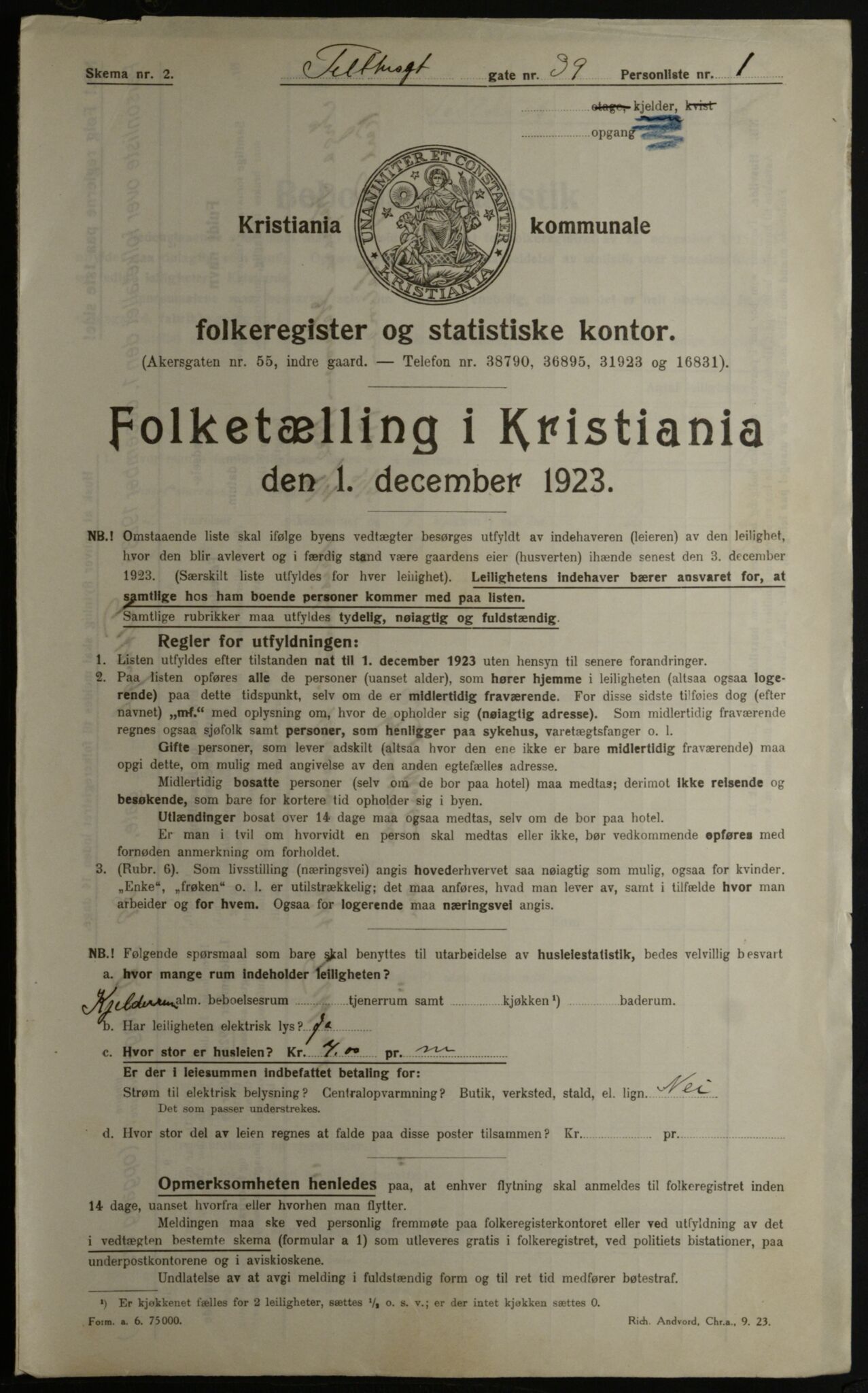 OBA, Municipal Census 1923 for Kristiania, 1923, p. 118944