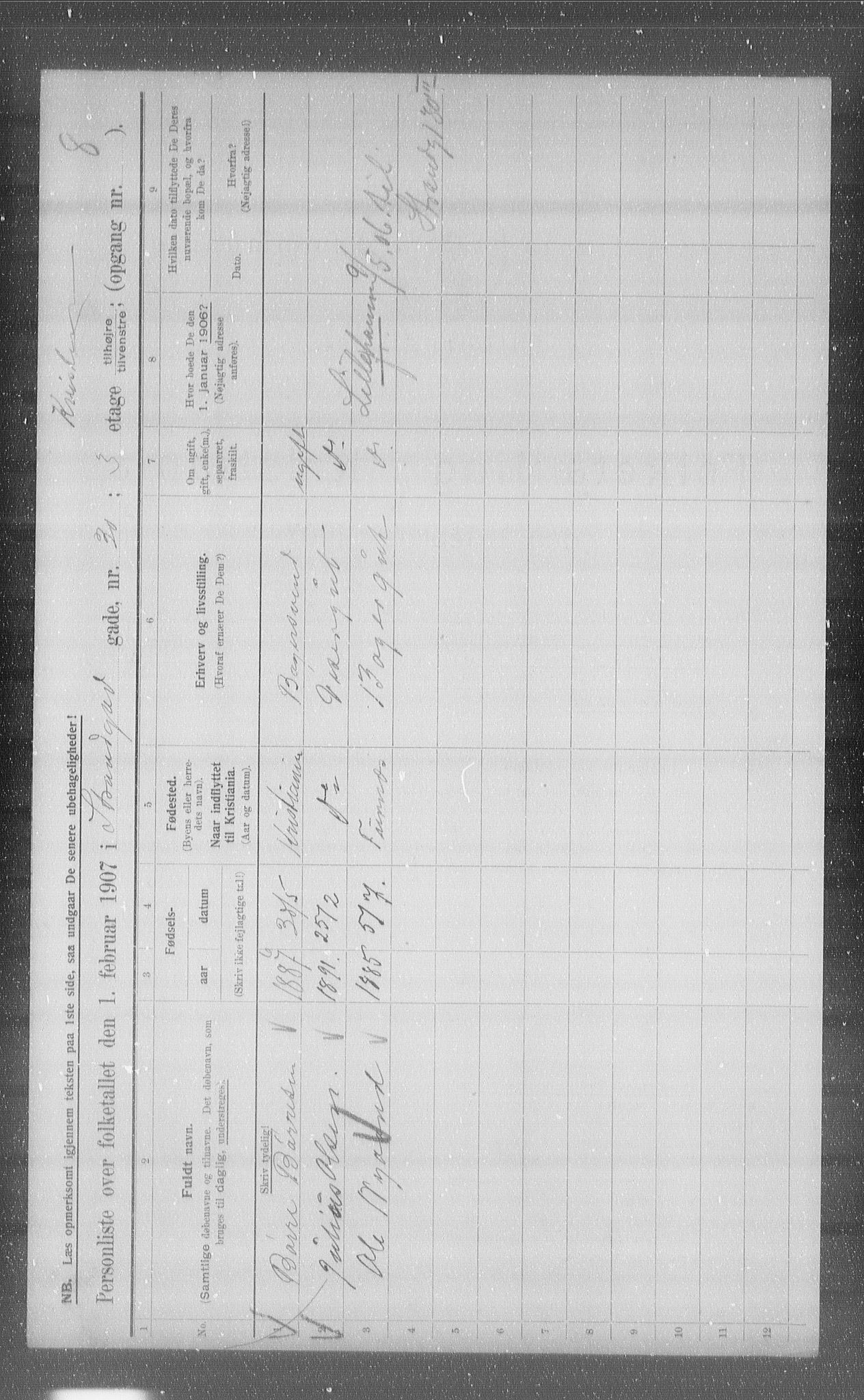 OBA, Municipal Census 1907 for Kristiania, 1907, p. 52899