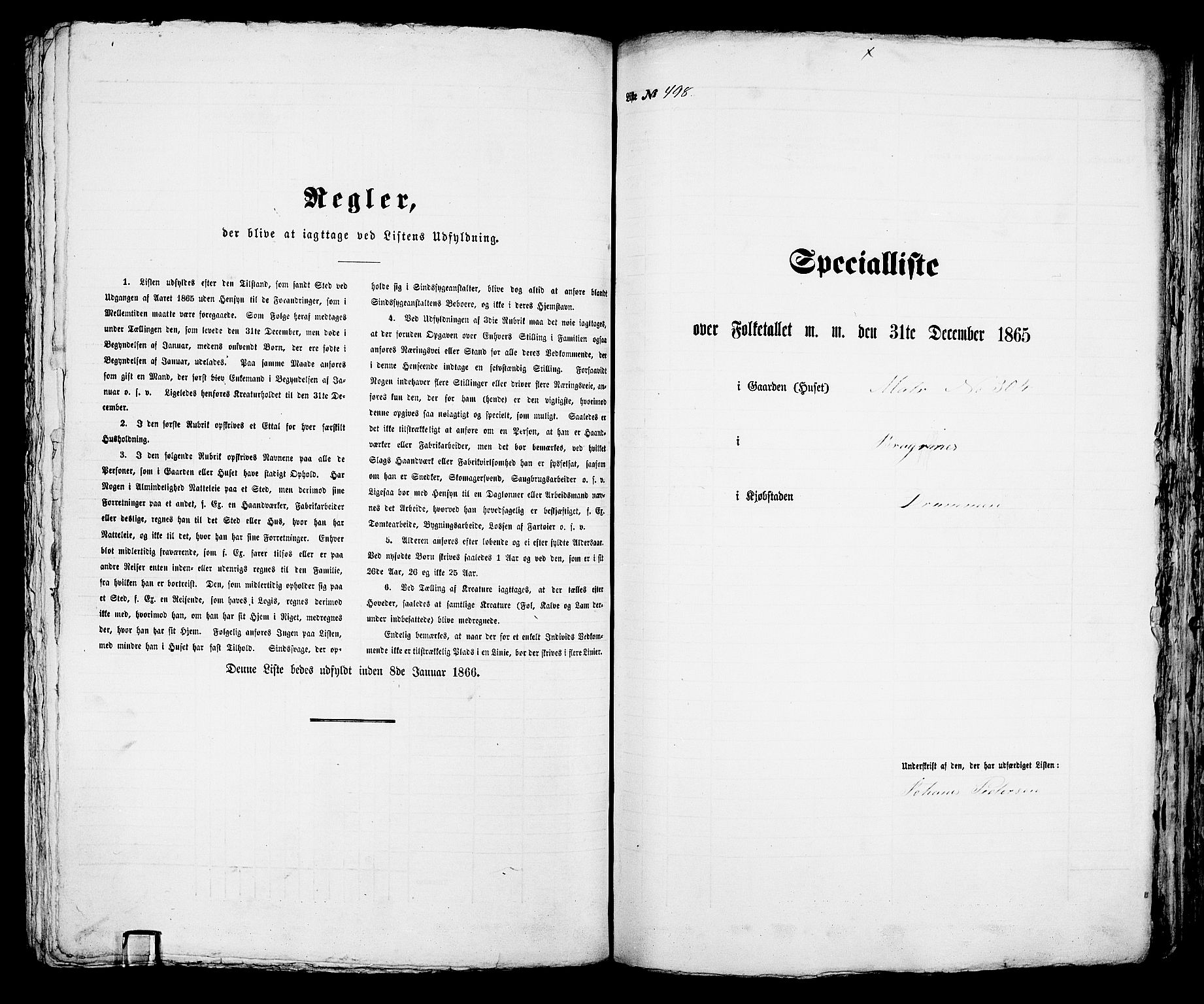 RA, 1865 census for Bragernes in Drammen, 1865, p. 1040