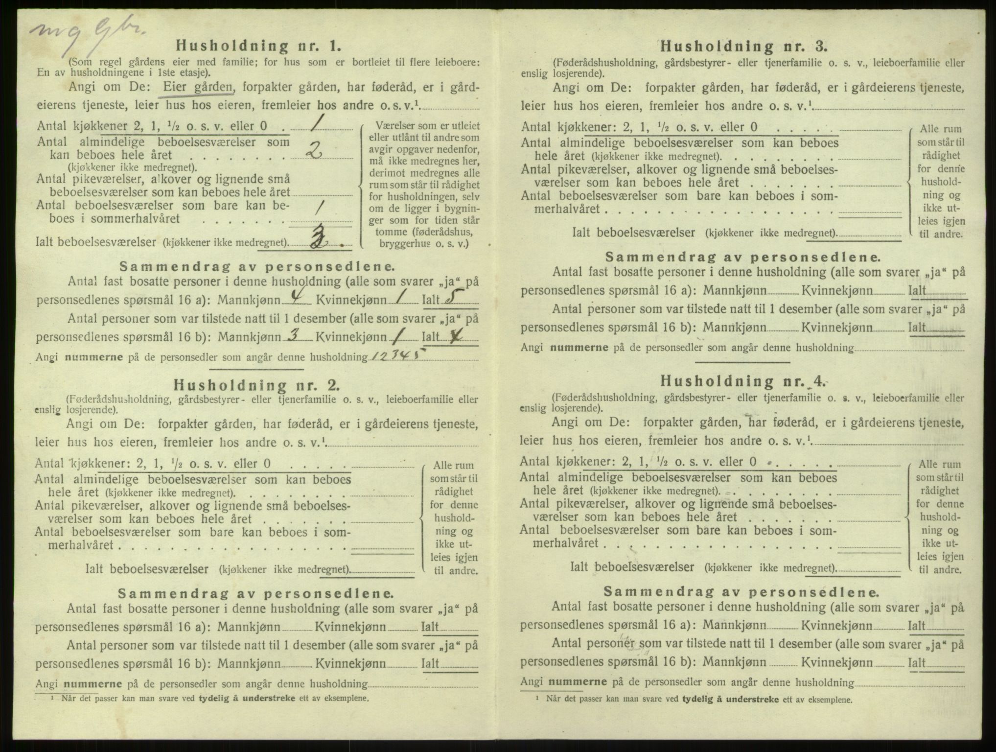 SAB, 1920 census for Modalen, 1920, p. 166