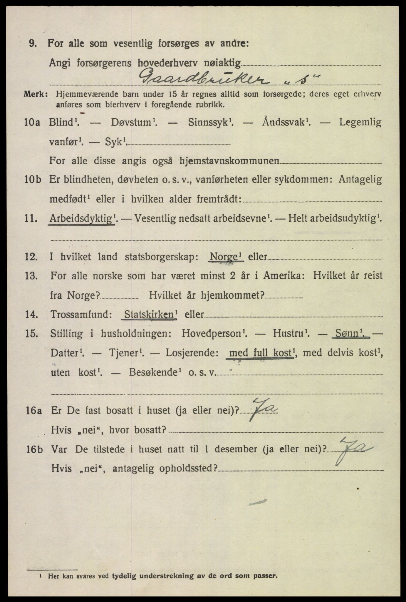 SAK, 1920 census for Hægebostad, 1920, p. 2194