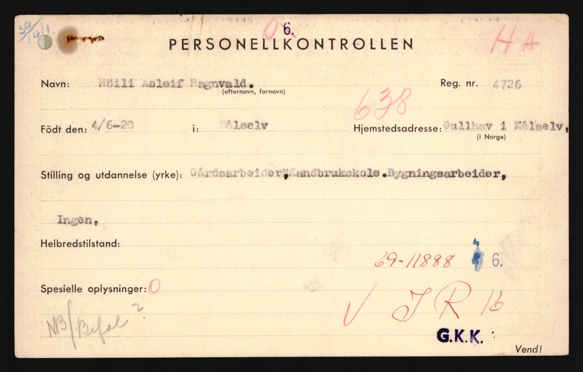 Forsvaret, Troms infanteriregiment nr. 16, AV/RA-RAFA-3146/P/Pa/L0024/0002: Rulleblad / Rulleblad for regimentets menige mannskaper, årsklasse 1941, 1941, p. 154