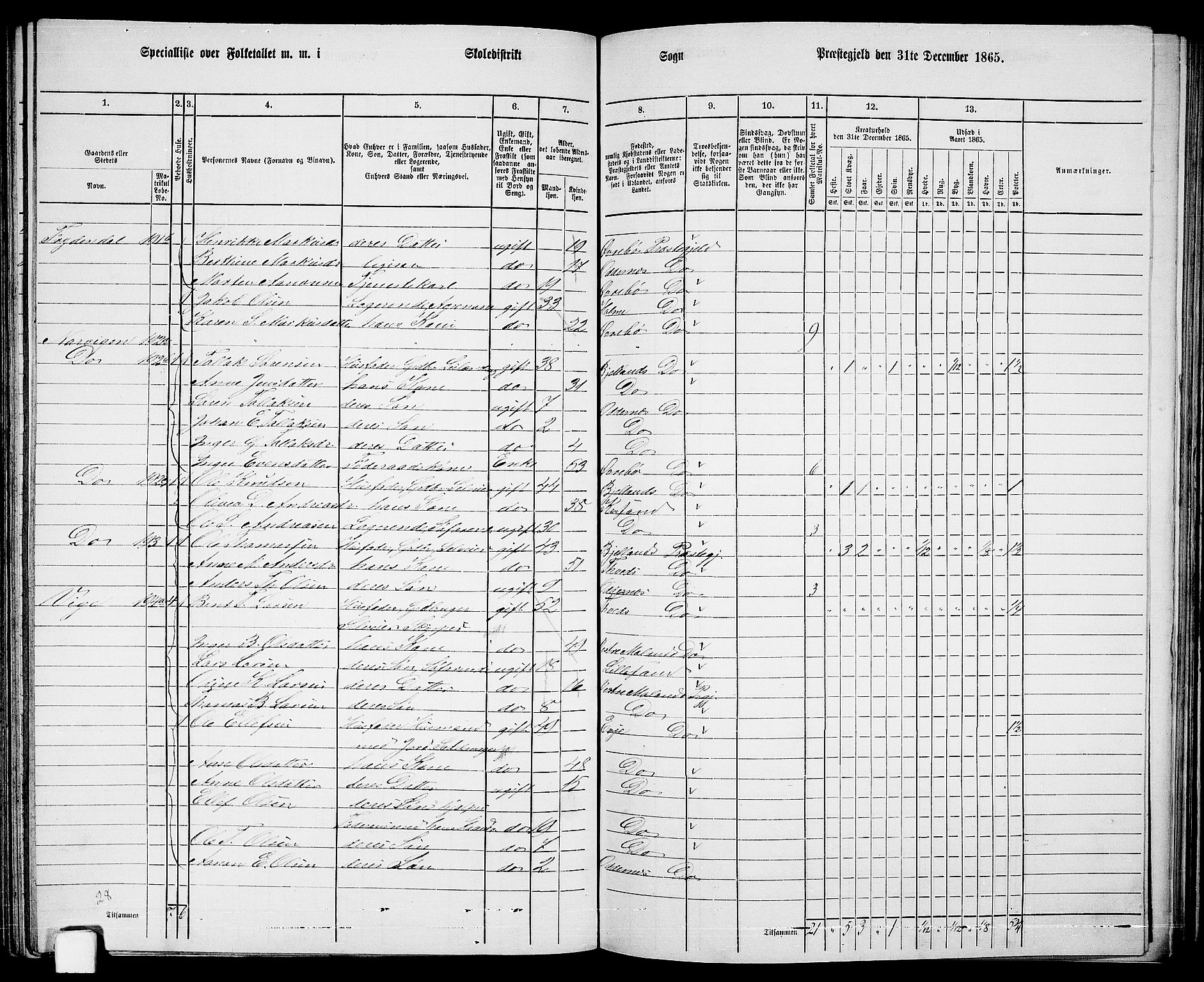 RA, 1865 census for Oddernes, 1865, p. 103