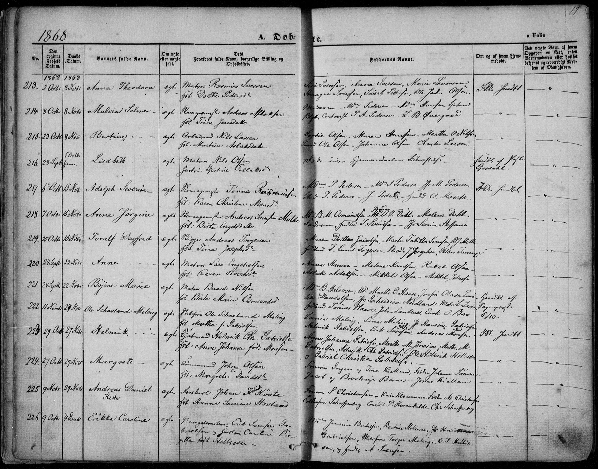 Domkirken sokneprestkontor, AV/SAST-A-101812/001/30/30BA/L0022: Parish register (official) no. A 21, 1868-1877, p. 17