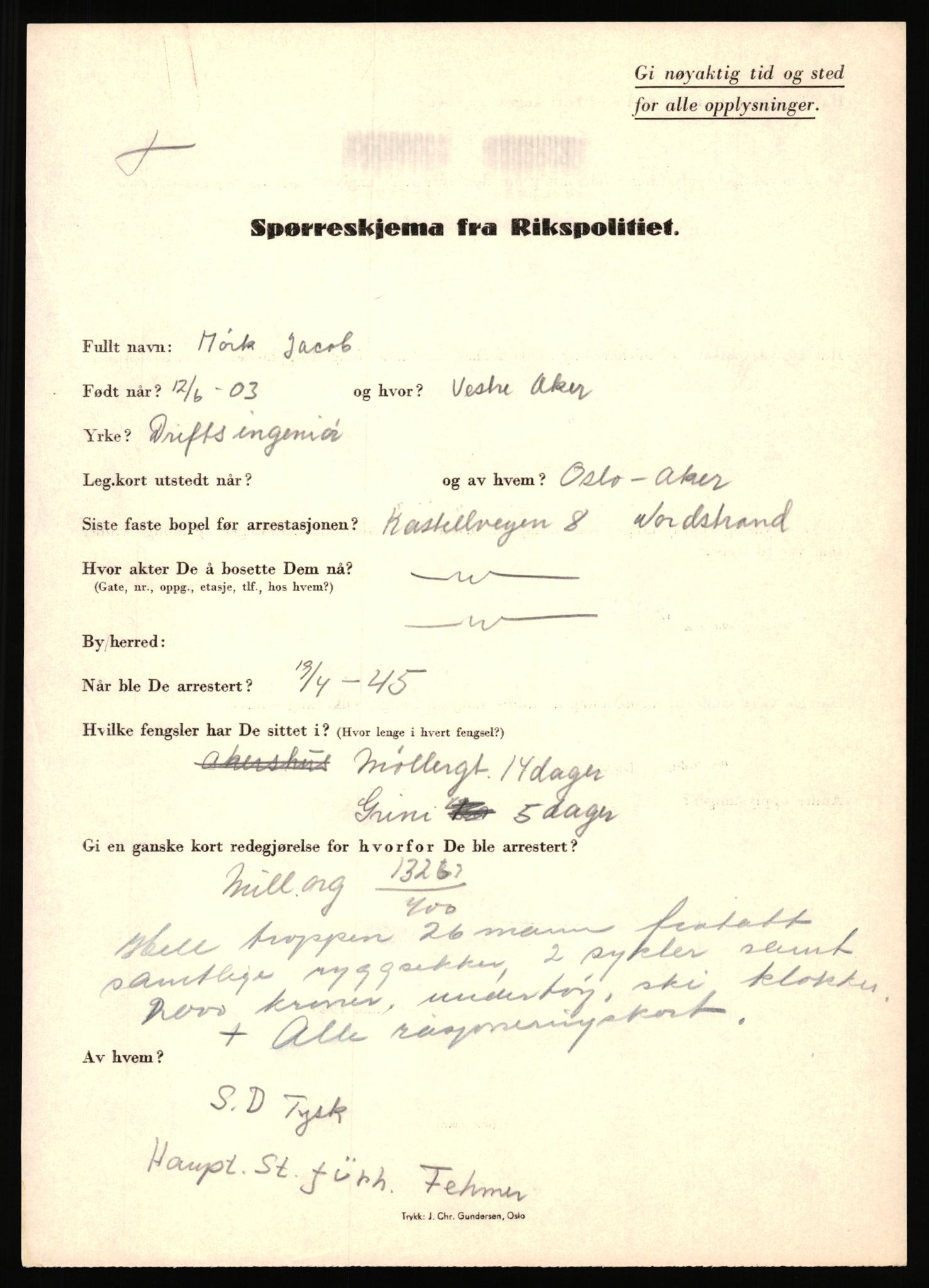 Rikspolitisjefen, AV/RA-S-1560/L/L0012: Mogensen, Øivind - Noraas, Lars, 1940-1945, p. 322