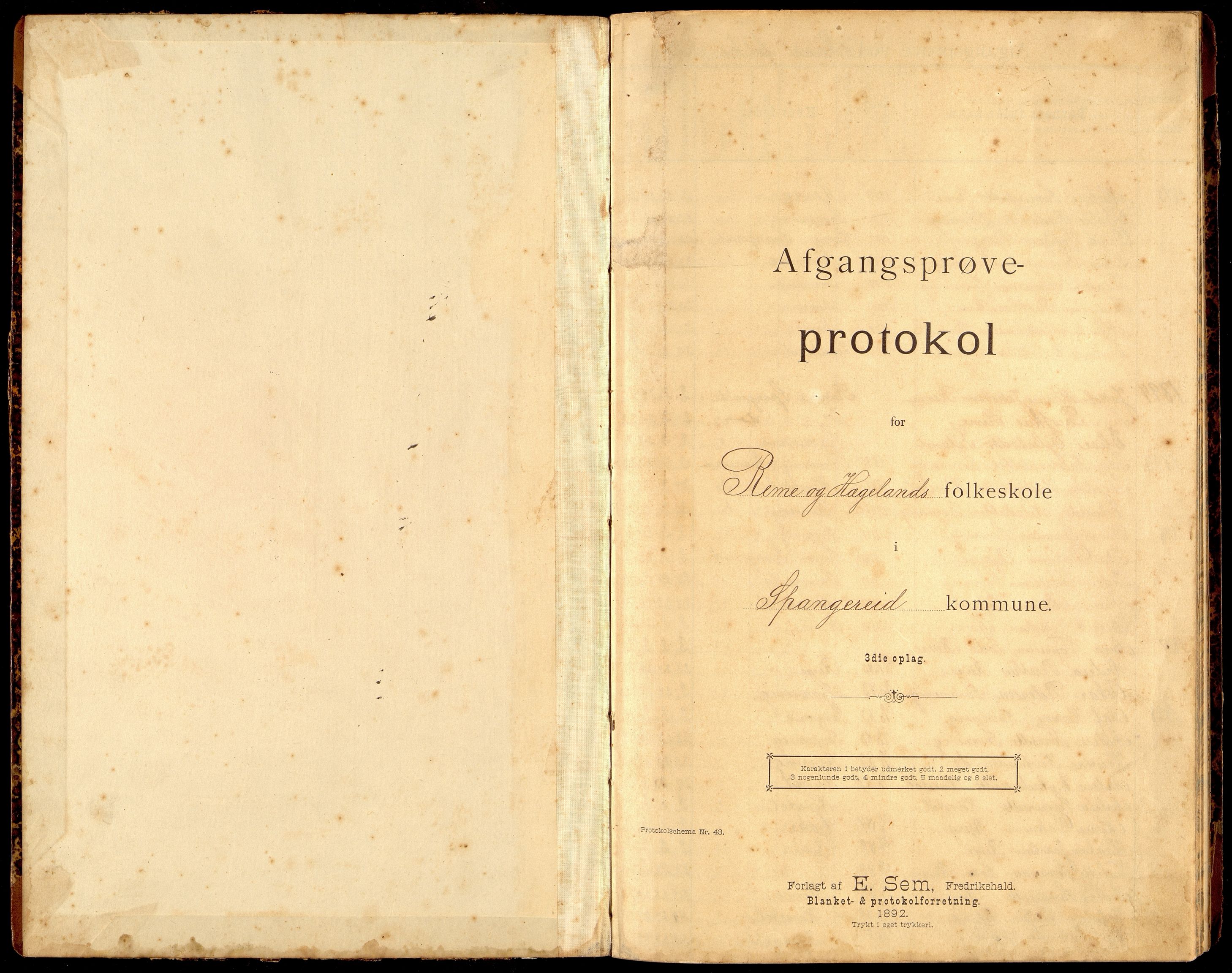 Spangereid kommune - Hægeland Skole, ARKSOR/1030SP553/F/L0001: Avgangsvitnemålsprotokoll, 1893-1921