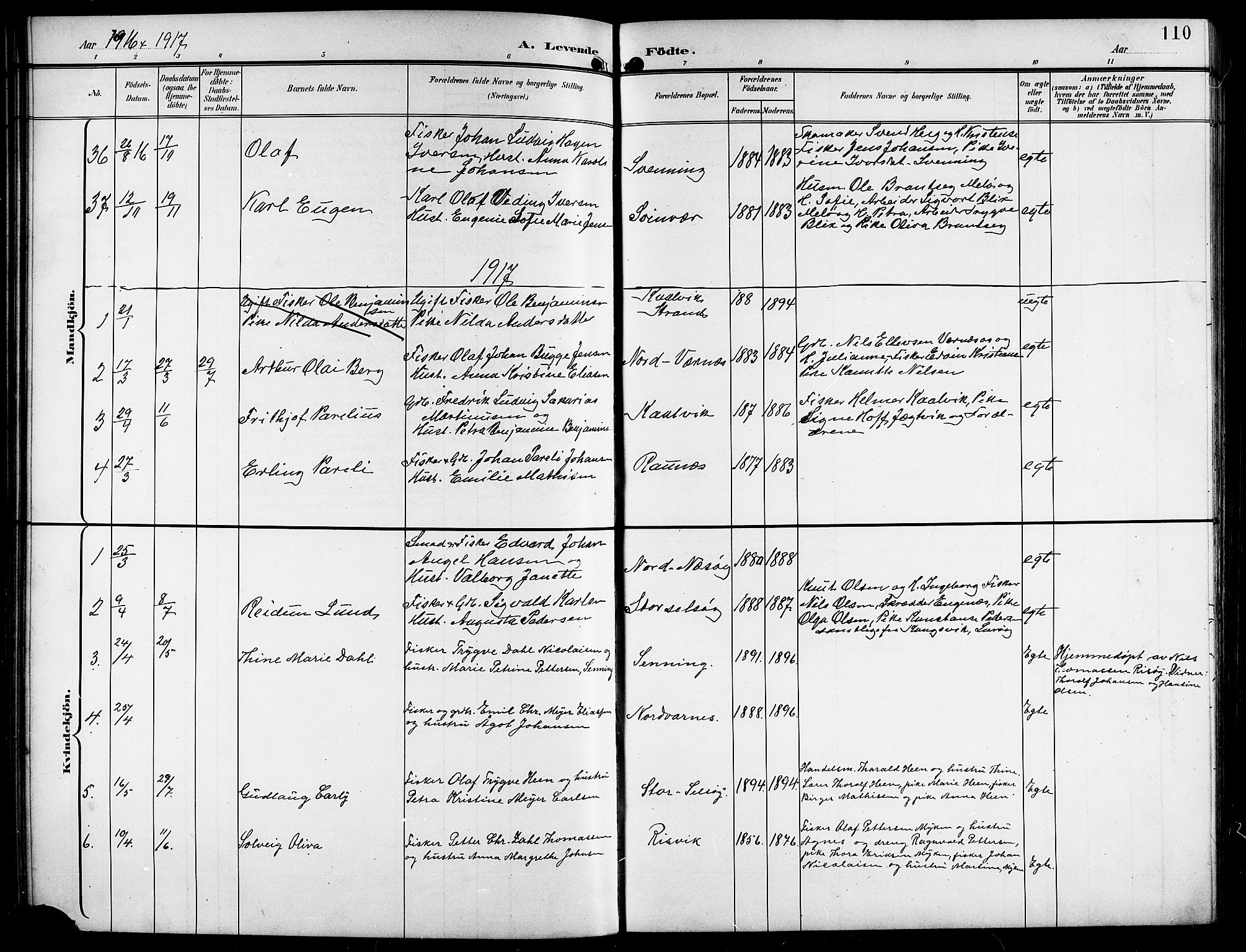 Ministerialprotokoller, klokkerbøker og fødselsregistre - Nordland, AV/SAT-A-1459/841/L0621: Parish register (copy) no. 841C05, 1897-1923, p. 110