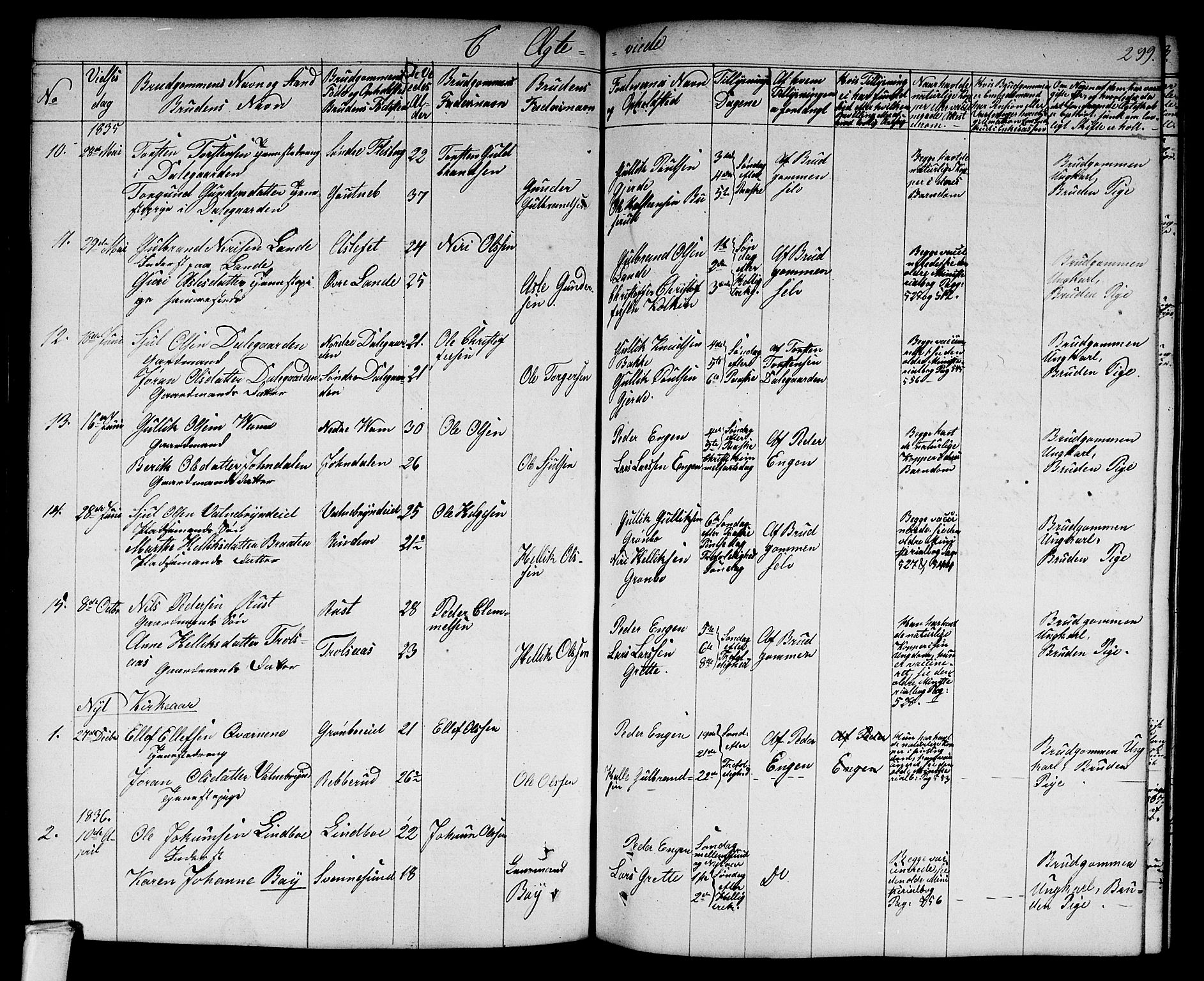 Flesberg kirkebøker, AV/SAKO-A-18/G/Ga/L0002: Parish register (copy) no. I 2, 1834-1860, p. 299