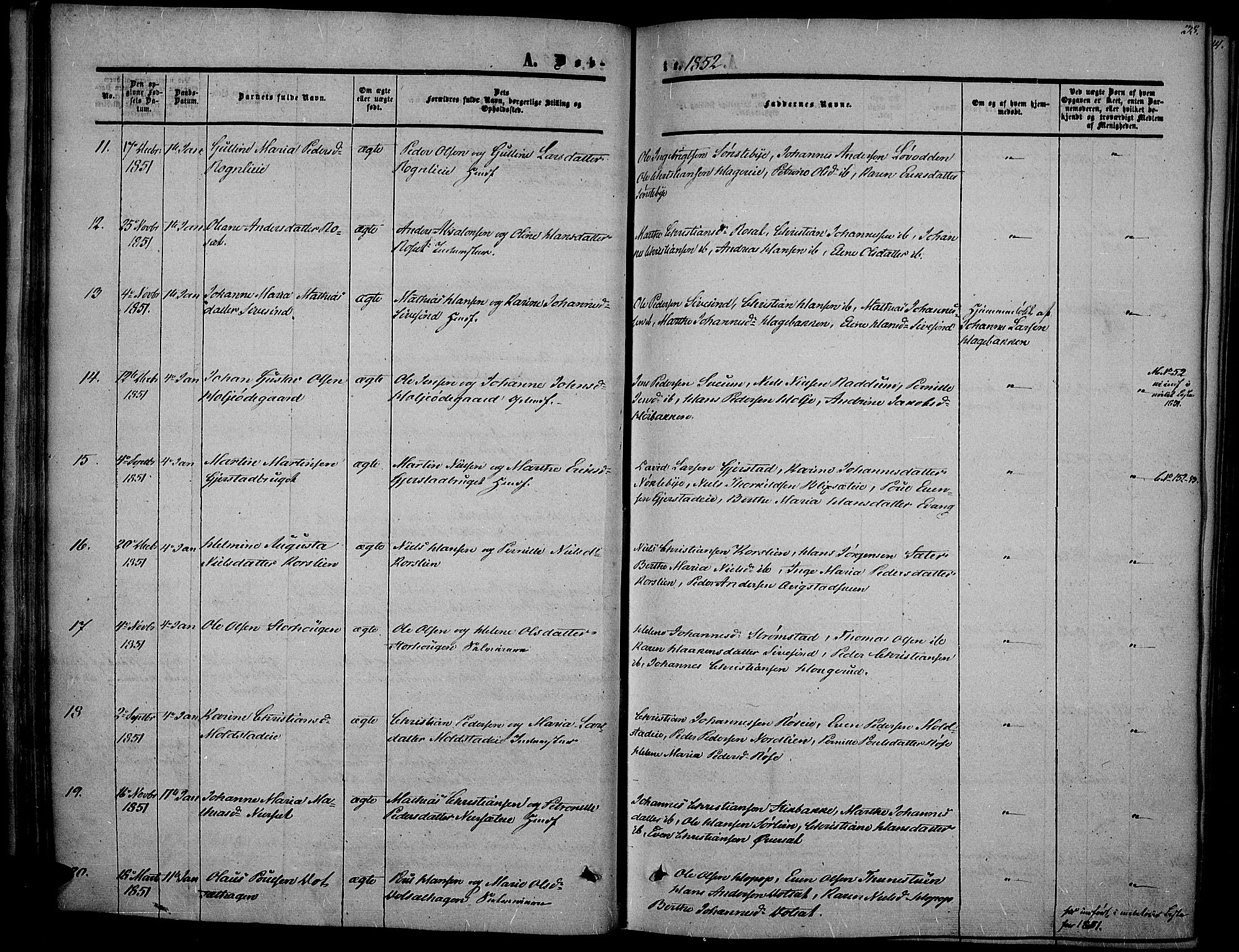 Vestre Toten prestekontor, AV/SAH-PREST-108/H/Ha/Haa/L0005: Parish register (official) no. 5, 1850-1855, p. 38