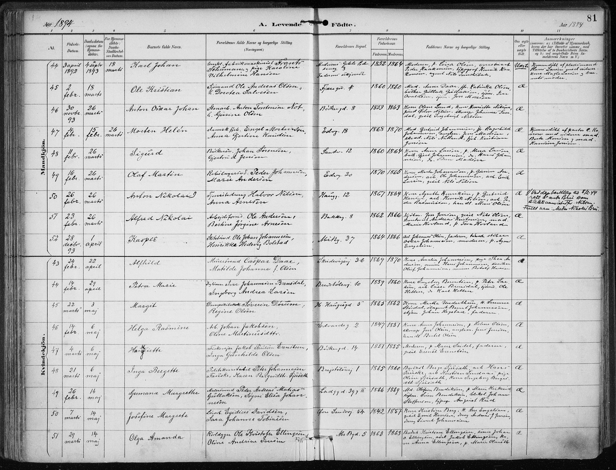 Sandviken Sokneprestembete, SAB/A-77601/H/Ha/L0005: Parish register (official) no. B 2, 1891-1901, p. 81