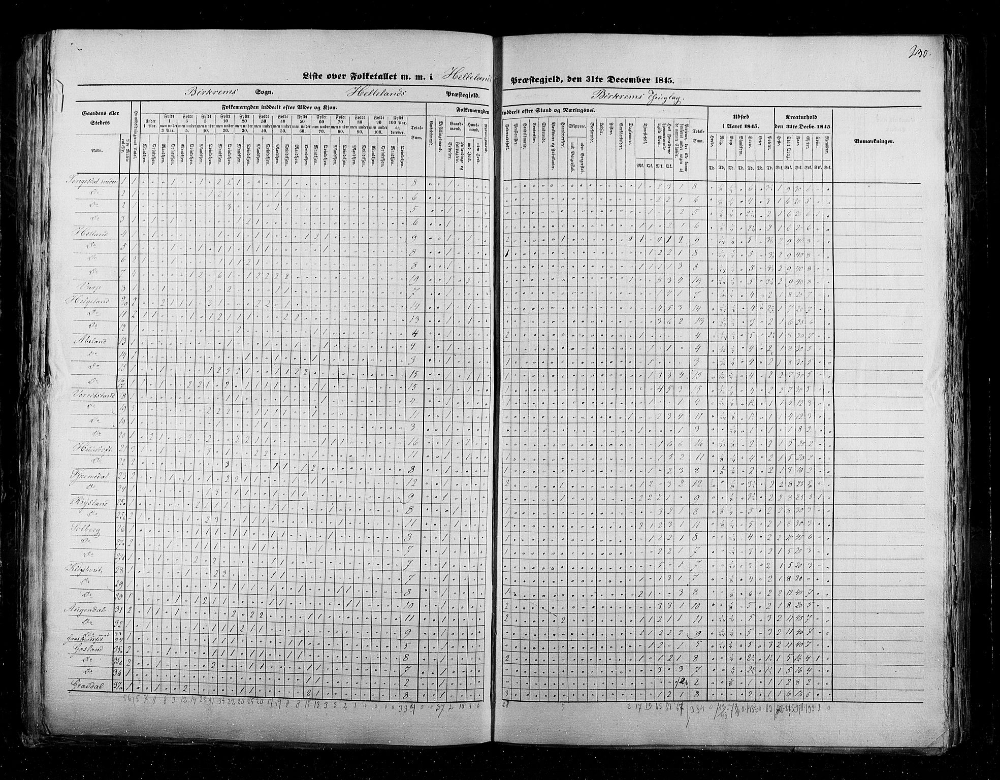 RA, Census 1845, vol. 6: Lister og Mandal amt og Stavanger amt, 1845, p. 230