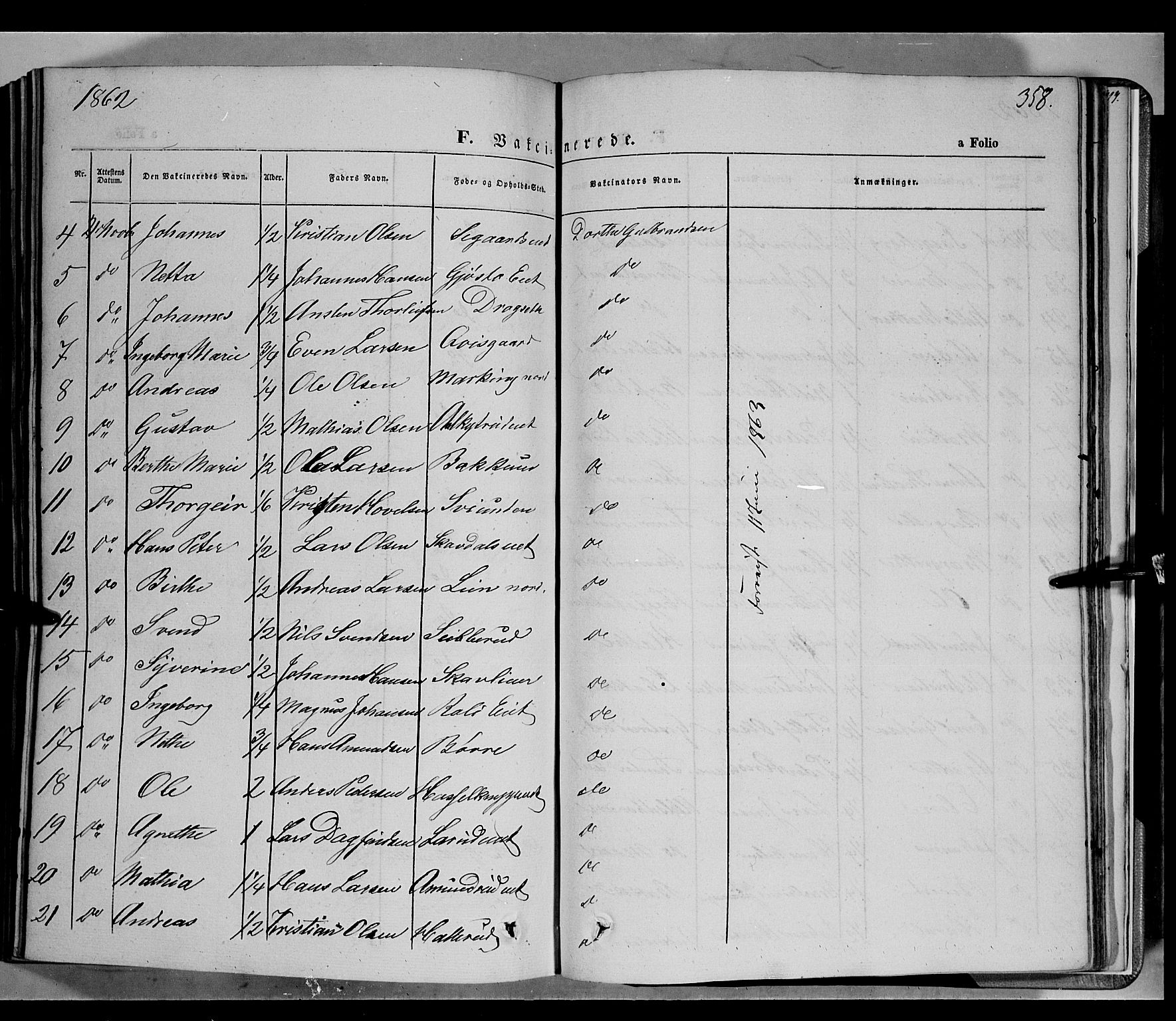 Biri prestekontor, AV/SAH-PREST-096/H/Ha/Haa/L0005: Parish register (official) no. 5, 1843-1854, p. 358