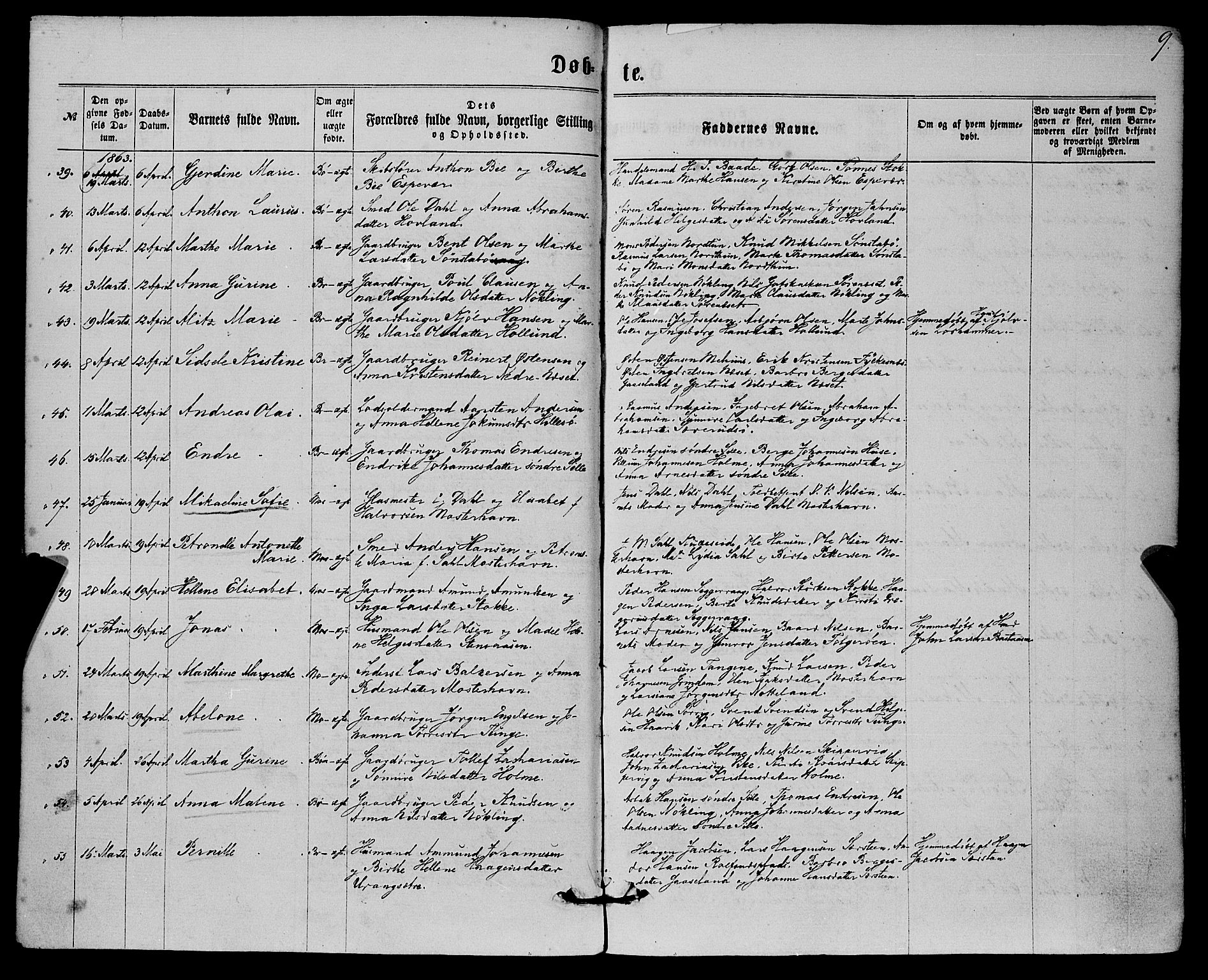 Finnås sokneprestembete, AV/SAB-A-99925/H/Ha/Haa/Haaa/L0008: Parish register (official) no. A 8, 1863-1872, p. 9