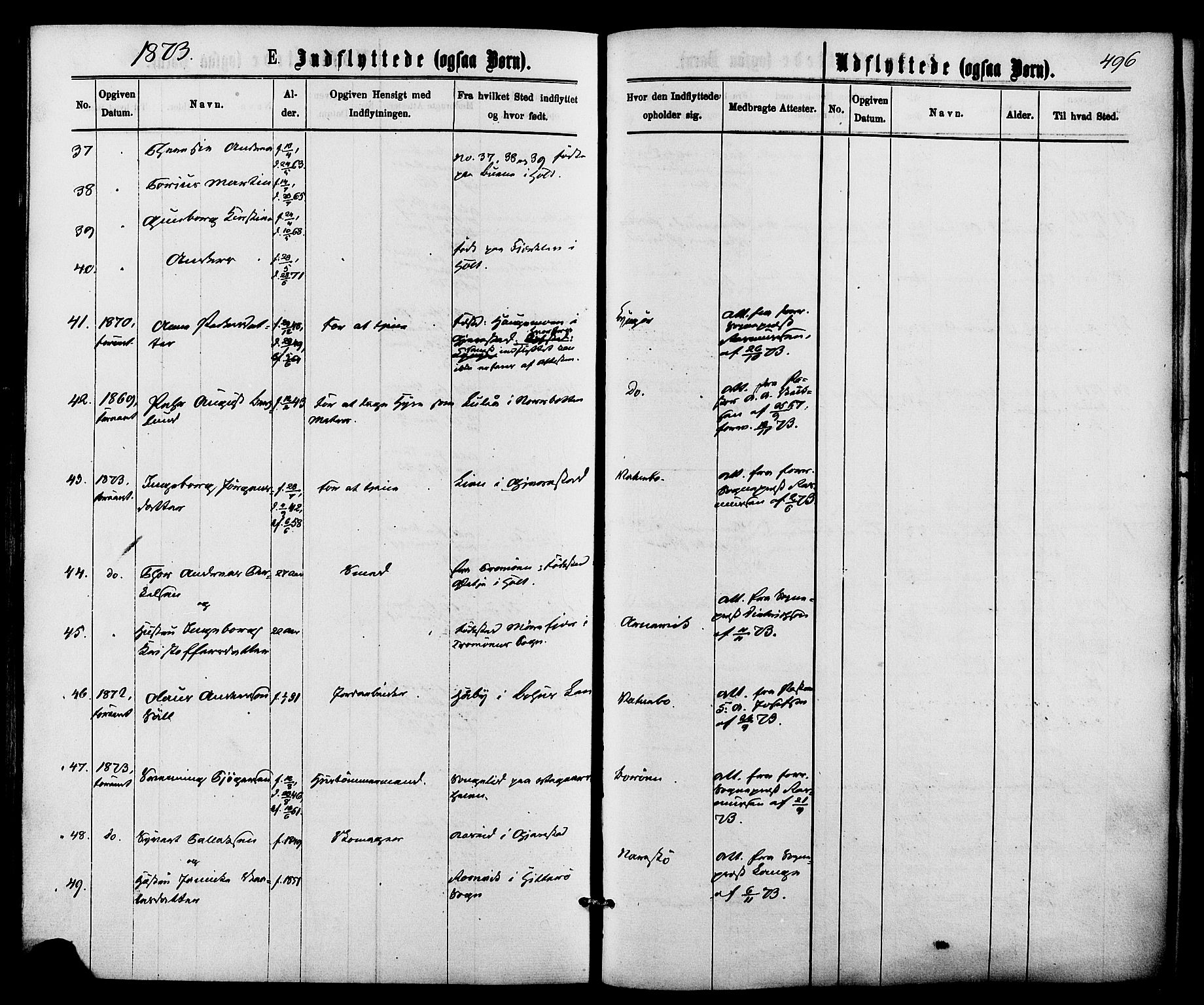 Dypvåg sokneprestkontor, AV/SAK-1111-0007/F/Fa/Faa/L0007: Parish register (official) no. A 7/ 1, 1872-1884, p. 496