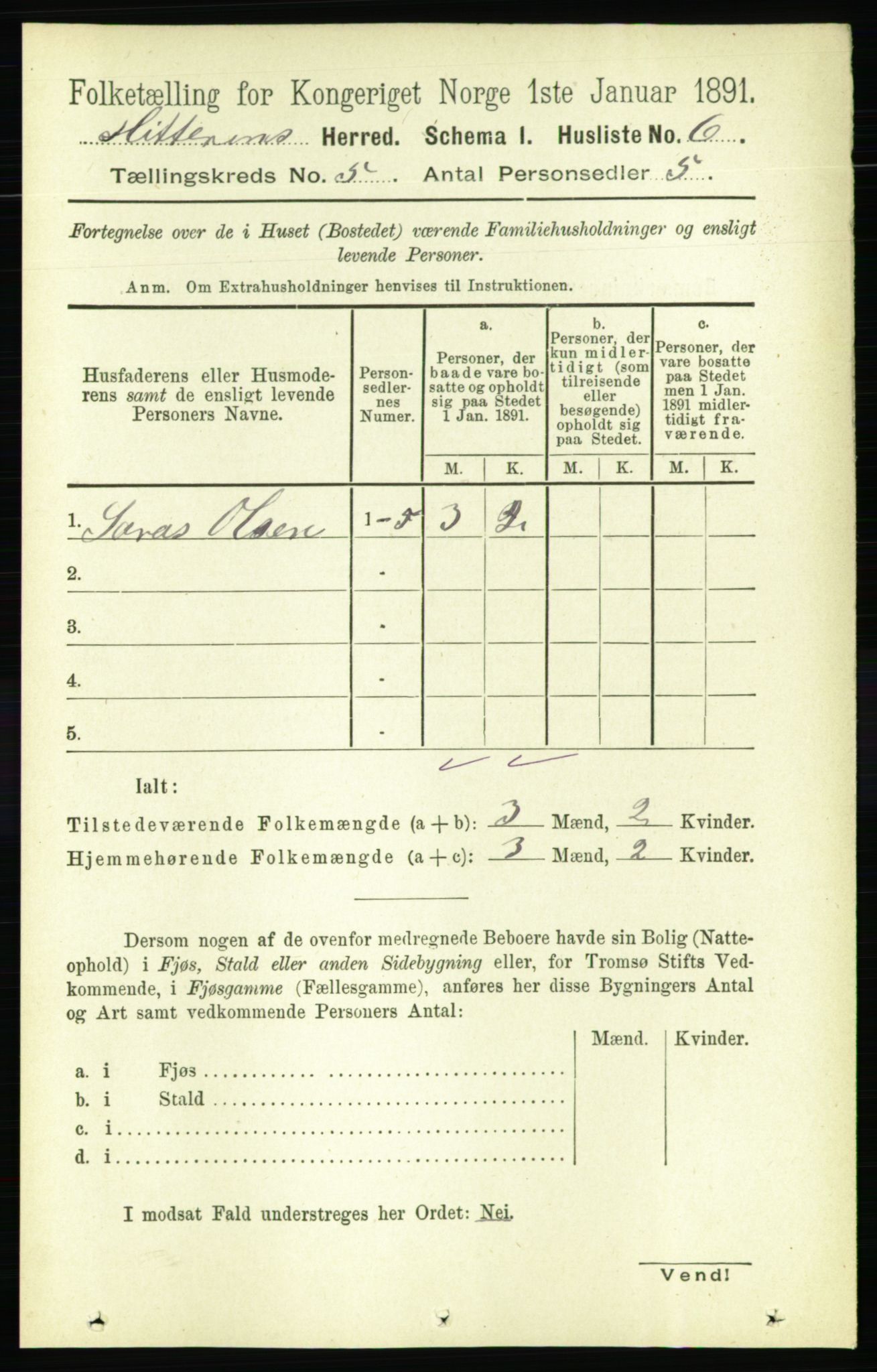 RA, 1891 census for 1617 Hitra, 1891, p. 866