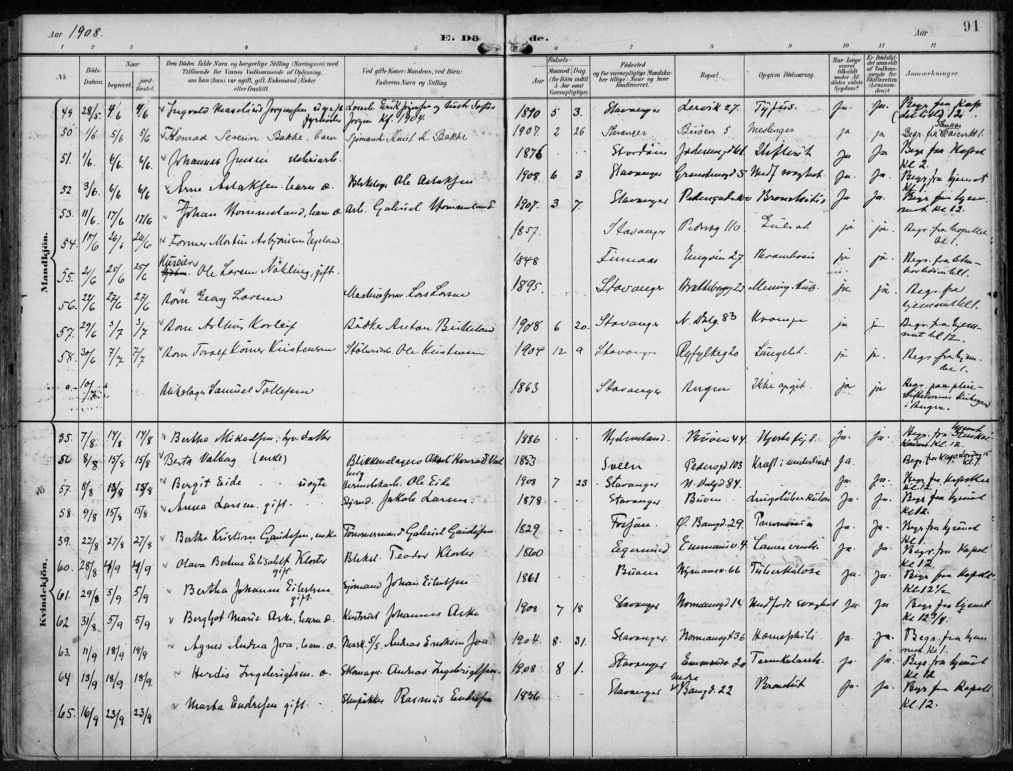 St. Johannes sokneprestkontor, AV/SAST-A-101814/001/30/30BA/L0005: Parish register (official) no. A 5, 1898-1919, p. 91