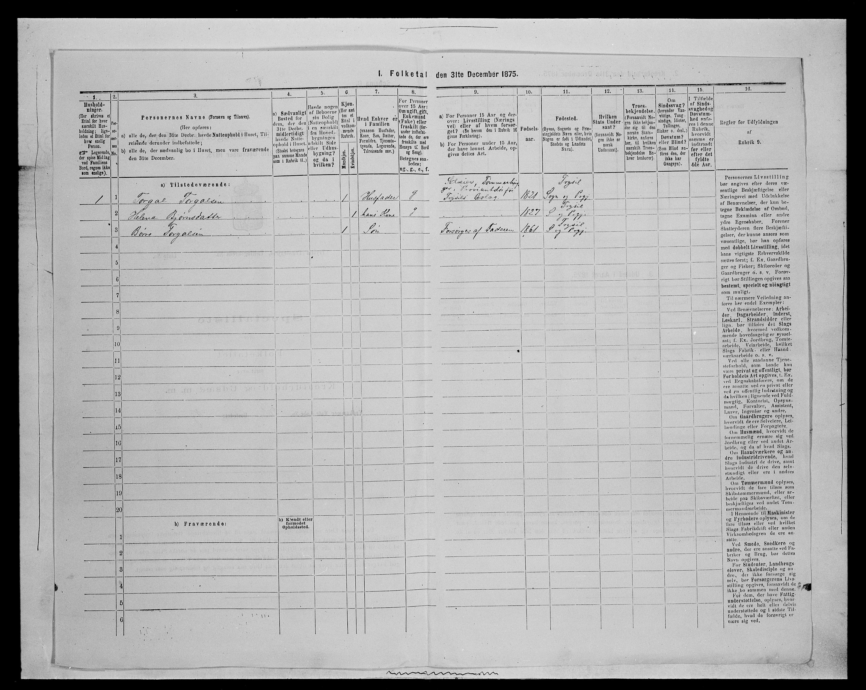 SAH, 1875 census for 0428P Trysil, 1875, p. 1228