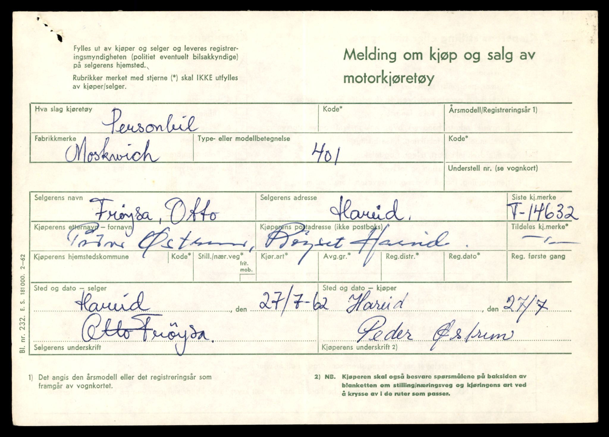 Møre og Romsdal vegkontor - Ålesund trafikkstasjon, AV/SAT-A-4099/F/Fe/L0047: Registreringskort for kjøretøy T 14580 - T 14720, 1927-1998, p. 1317