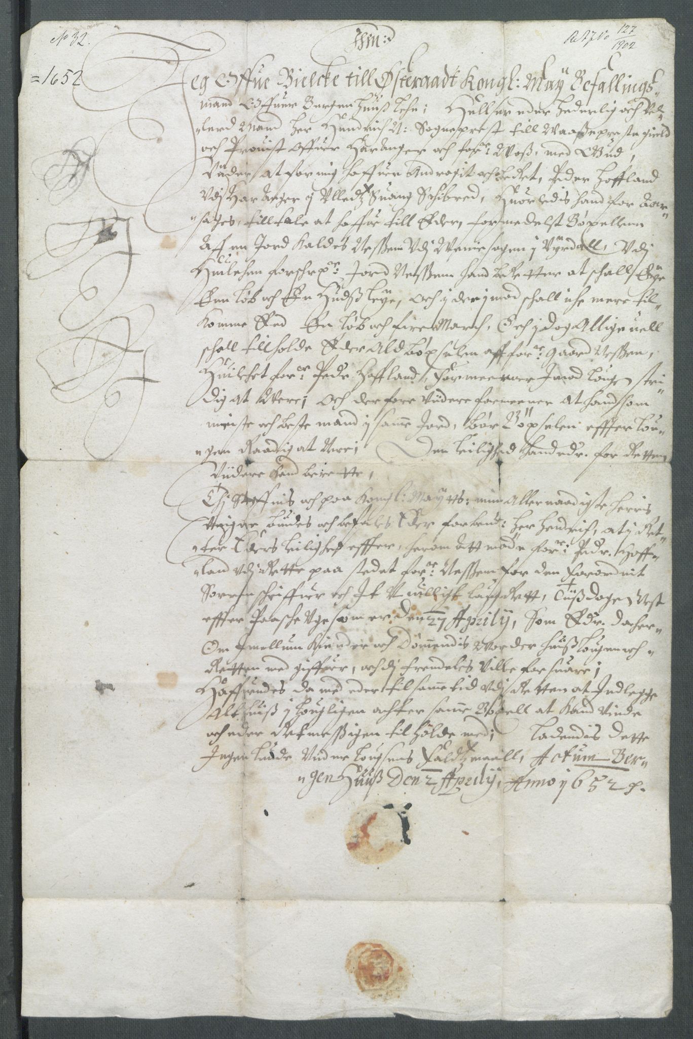 Riksarkivets diplomsamling, AV/RA-EA-5965/F02/L0165: Dokumenter, 1652-1653, p. 14